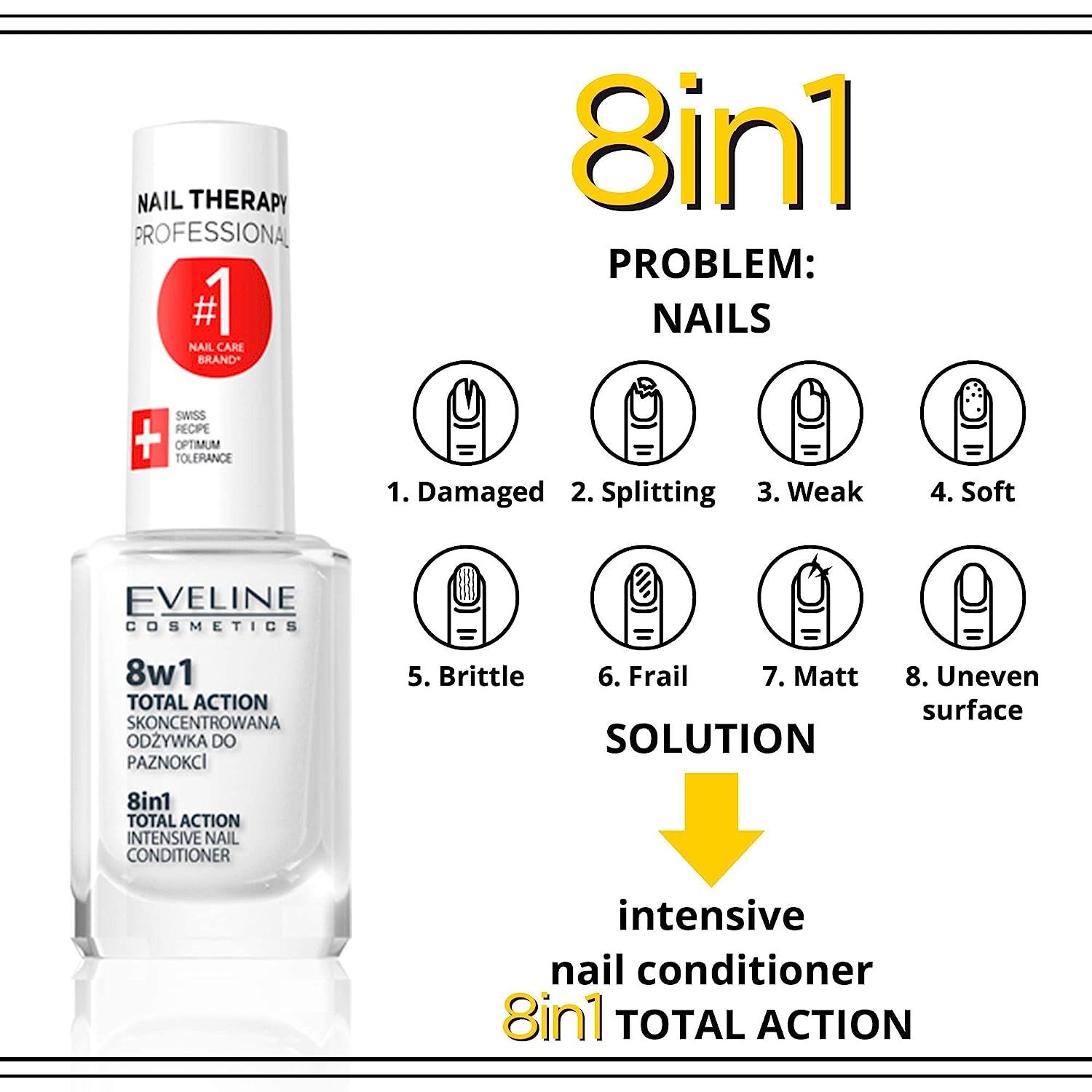Eveline Cosmetics 8in1 Total Action Professionelle Nagel Aufbau Serum