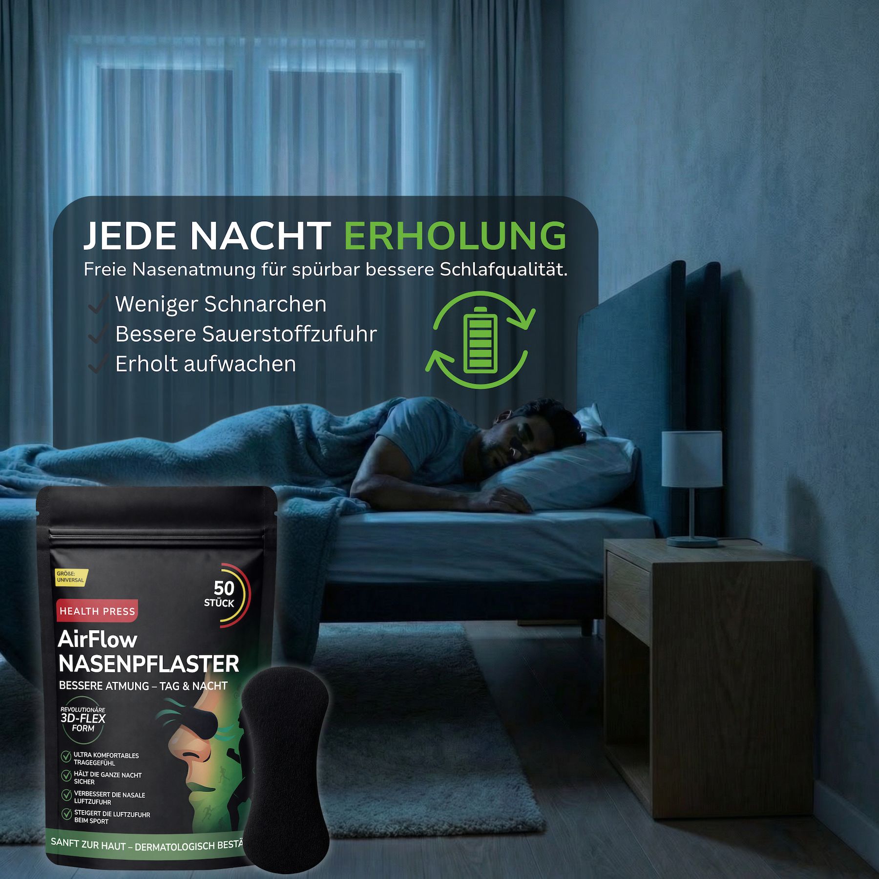 Health Press Nasenpflaster Schwarz Abgerundet - Nasenstrips