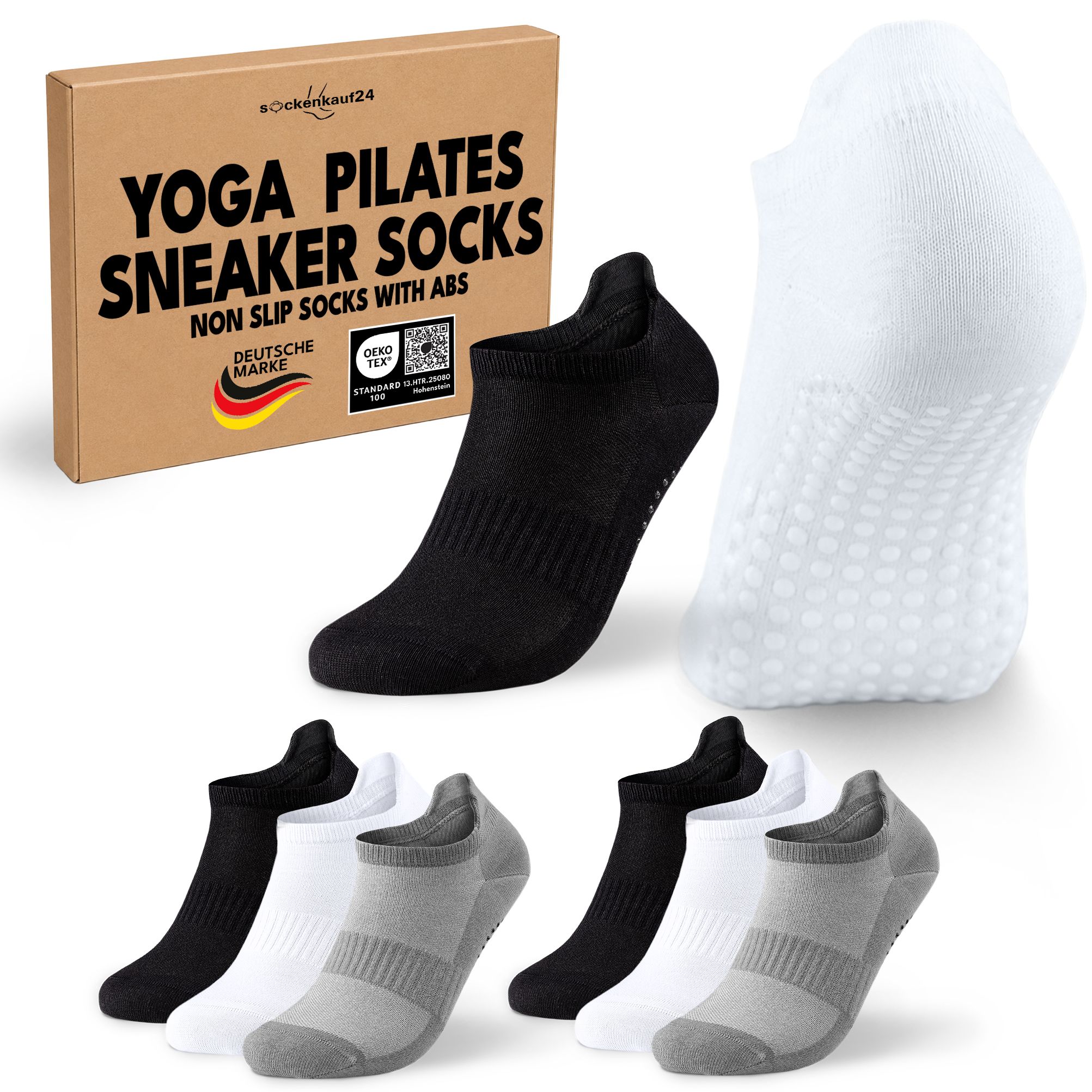 Yoga & Pilates Sportsneakersocken mit ABS-Sohle für Damen & Herren