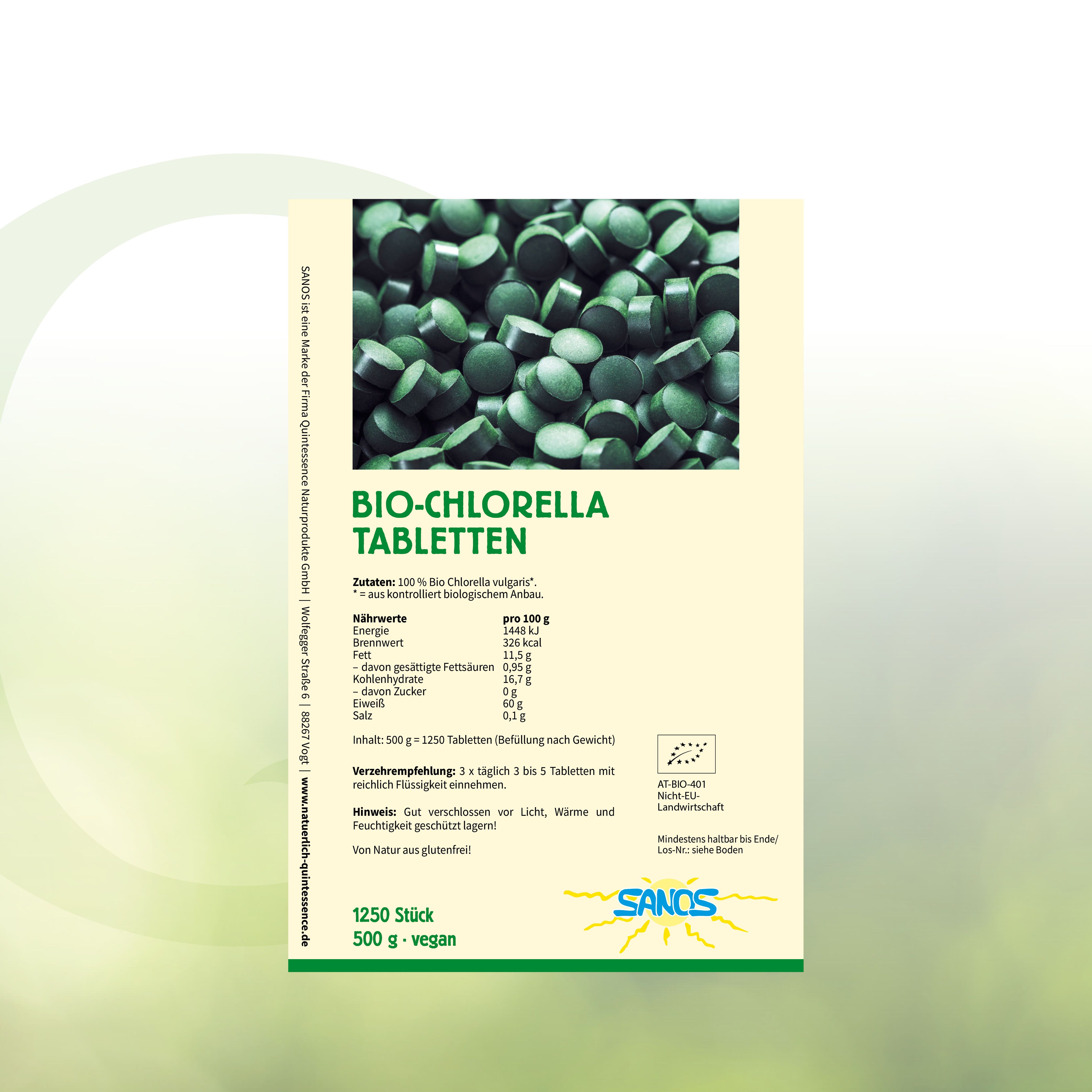Bio-Chlorella 1250 Tabletten in Bioqualität von Sanos
