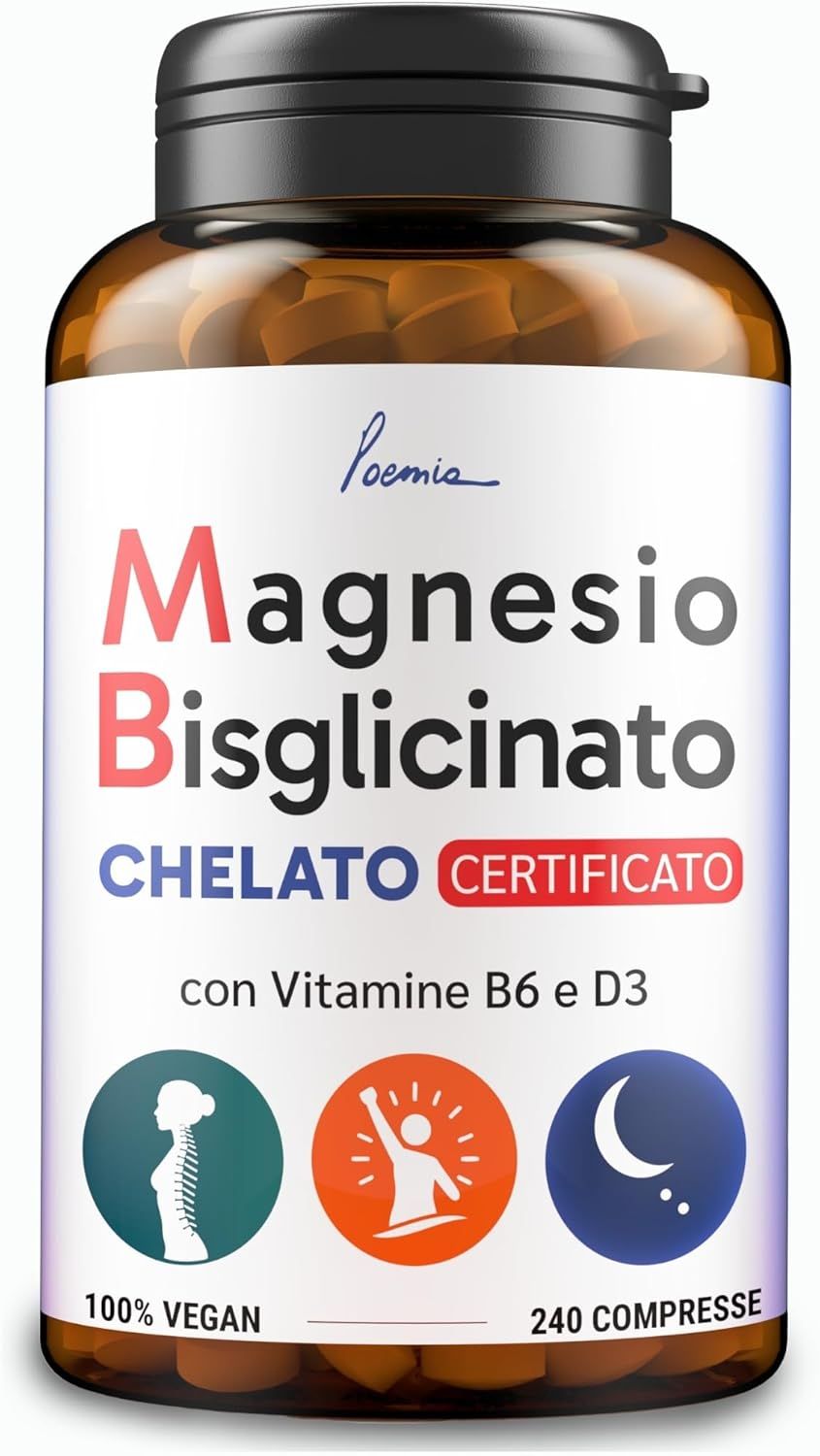 Poemia Magnesio Bisglicinato Puro 240 compresse con vitamina B6 D3