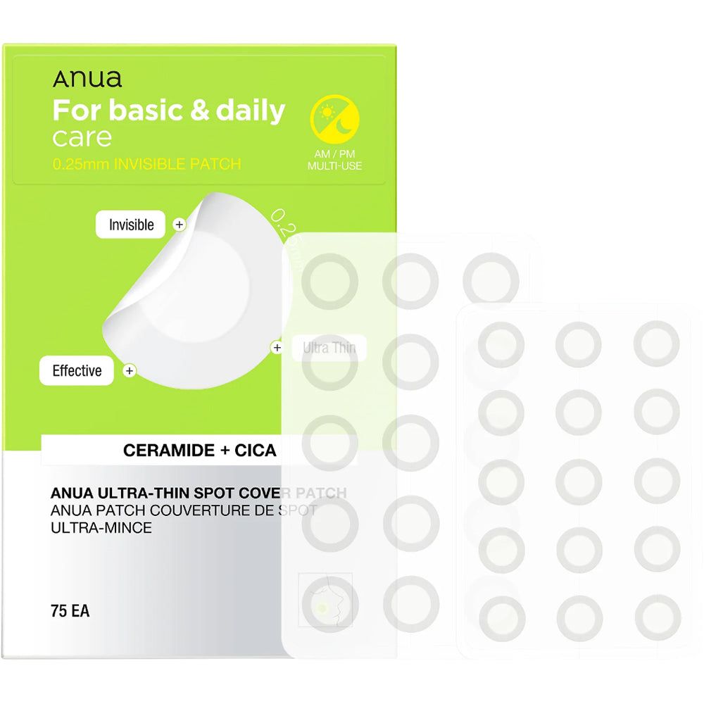 Anua Ultra-Thin Spot Cover Patch Packung mit 75 Stück, enthält 0,25mm unsichtbare Patches.