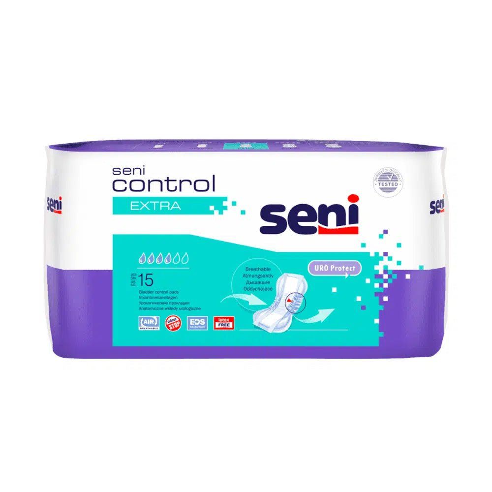 Seni Control Extra Einlagen, 15 Stück. Saugfähige Einlagen mit Odour Protect Technologie.