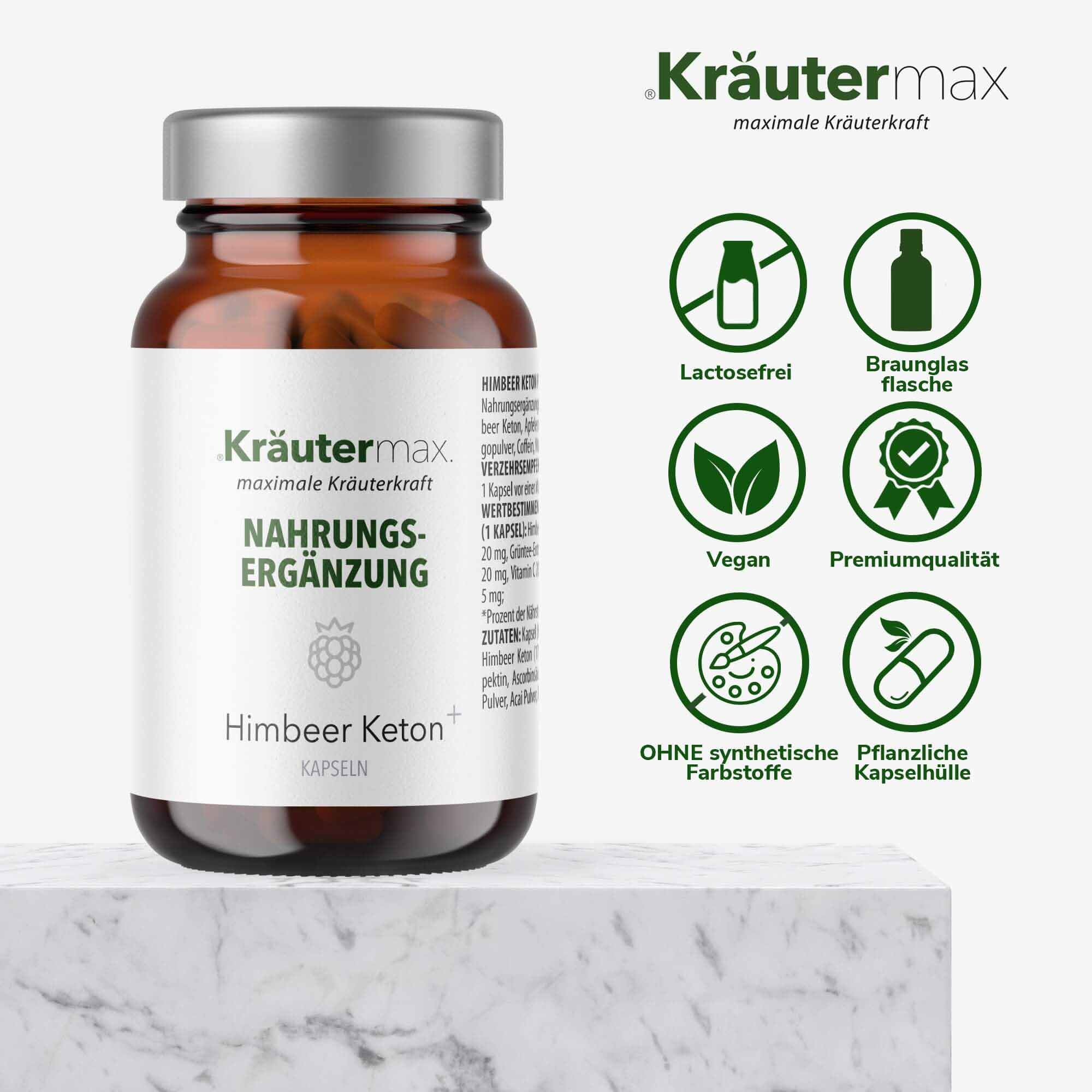 Kräutermax Himbeer Keton plus Grüntee, Acai Kapseln