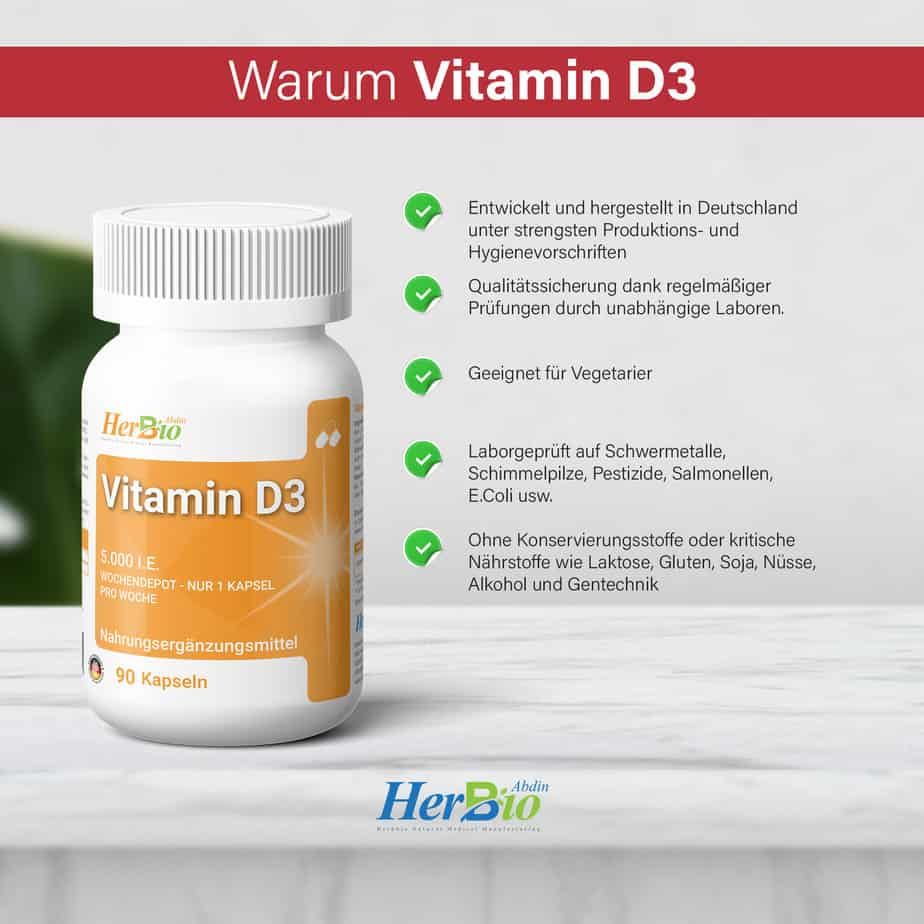 HerbBio Vitamin D3 5000 I.E. – hochdosiert für Immunsystem & Knochen