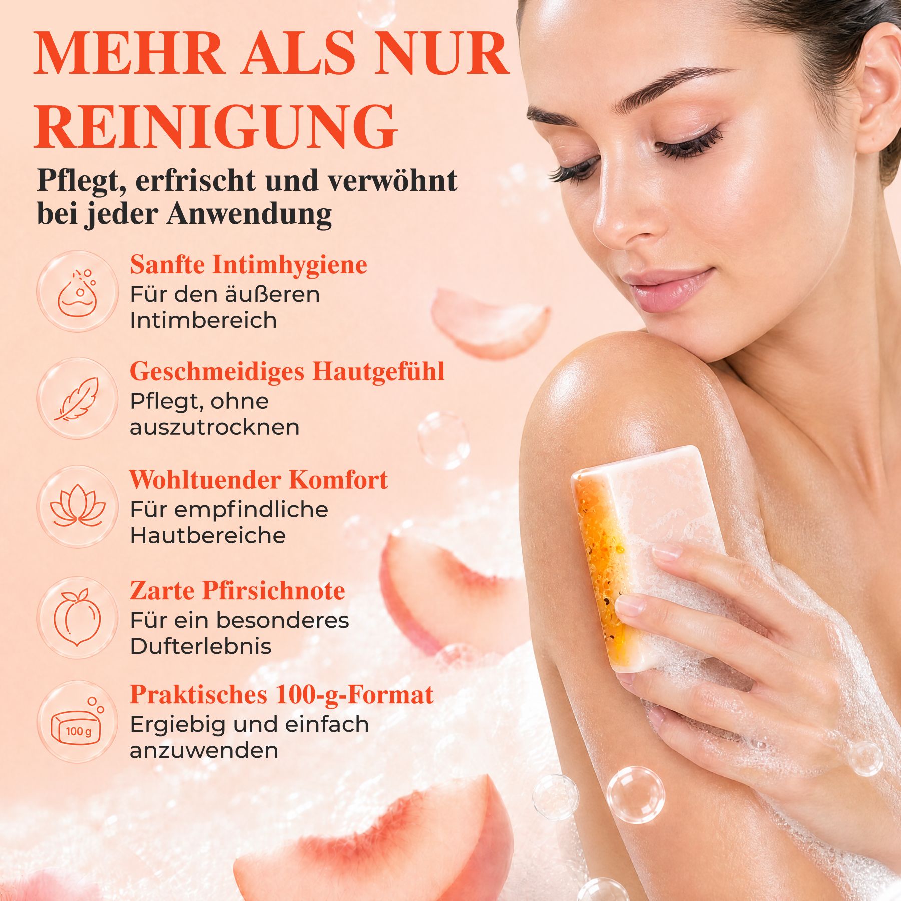 P-beauty Intimseife Yoni Bar Frauen Intimpflege pH-Balance mit Pfirsich