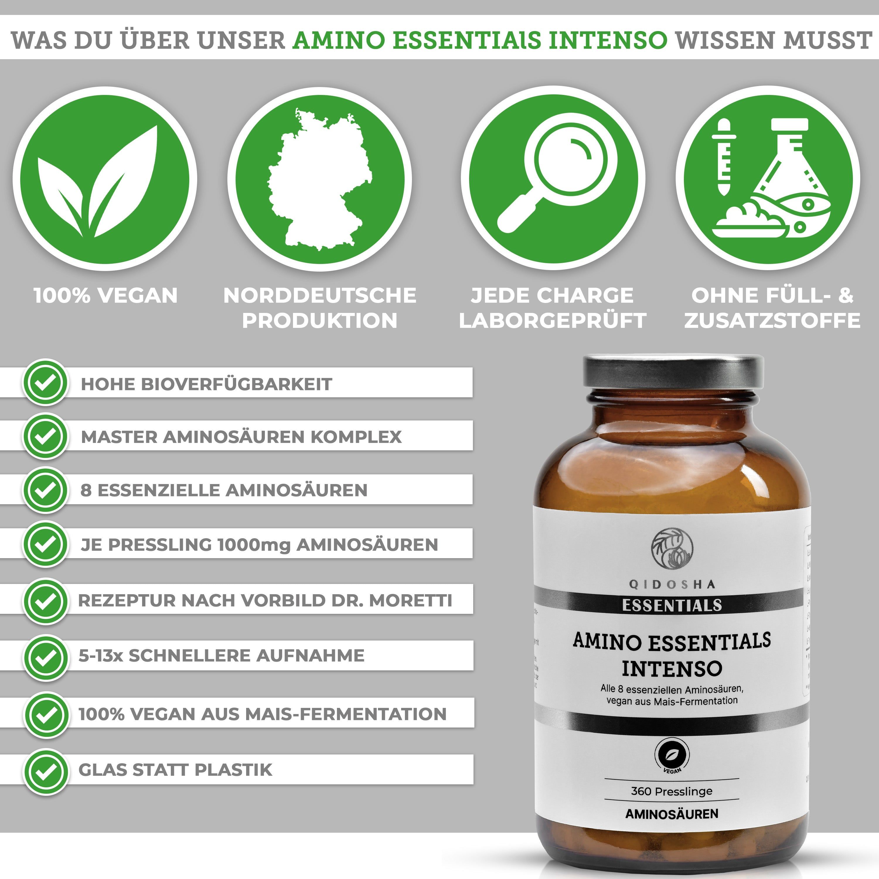 QIDOSHA Amino Essentials Intenso - Aminosäuren Komplex (Presslinge)
