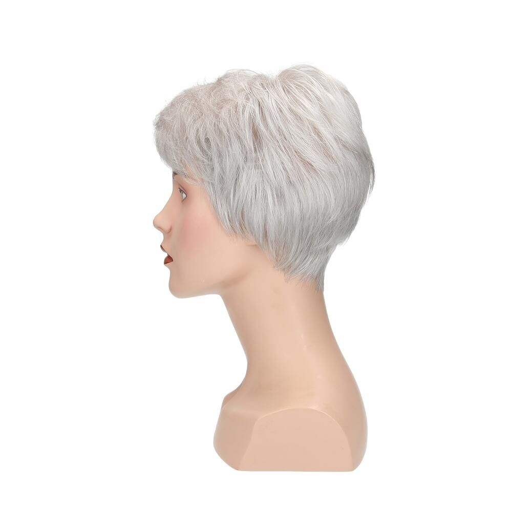 Perücke Lima von degenhardt, graues Haar, kurze Frisur, auf einer Büste. Seitenansicht.