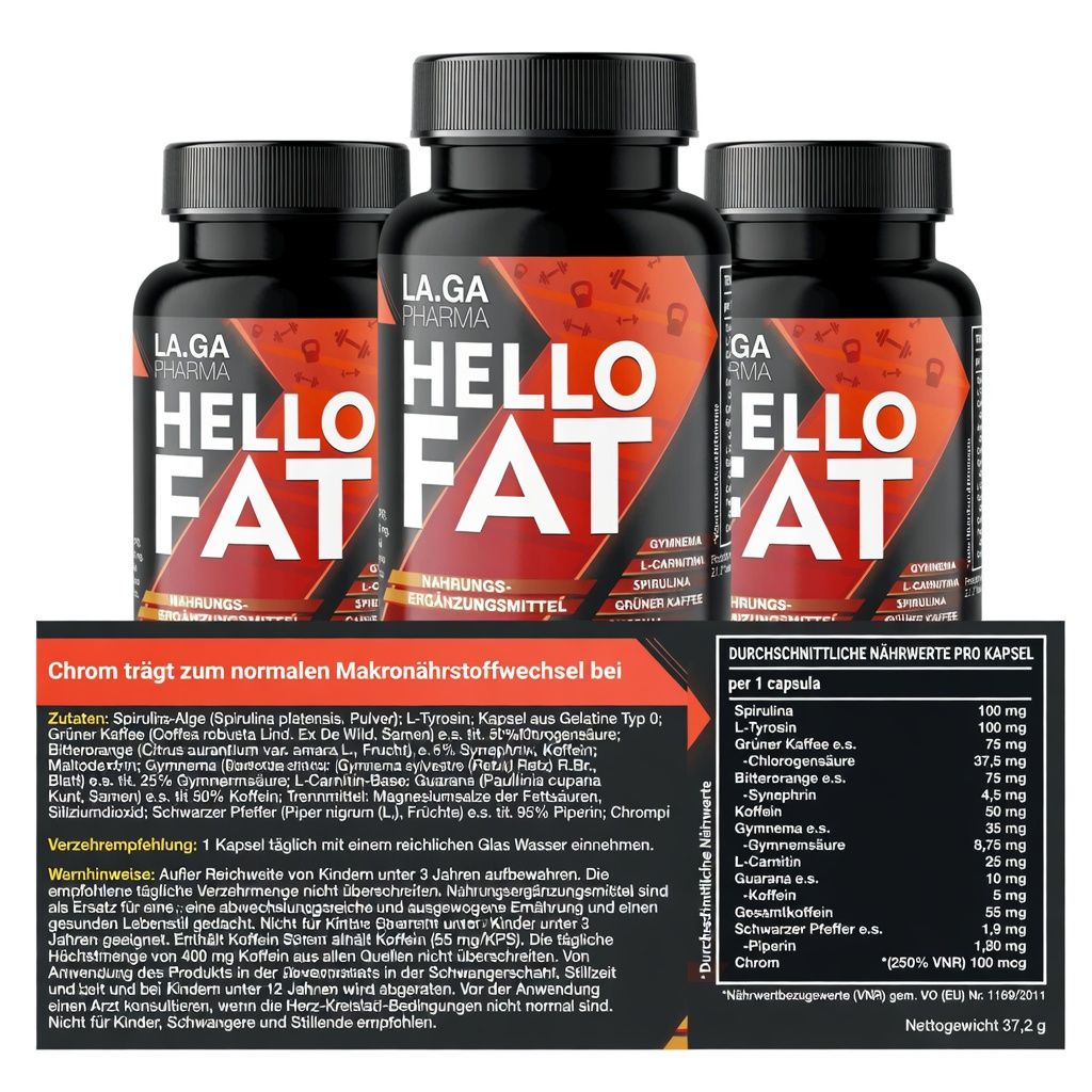 LA.GA Sparset Muskelaufbau & Fatburner – Kreatin + HelloFat + Sport-Handtuch