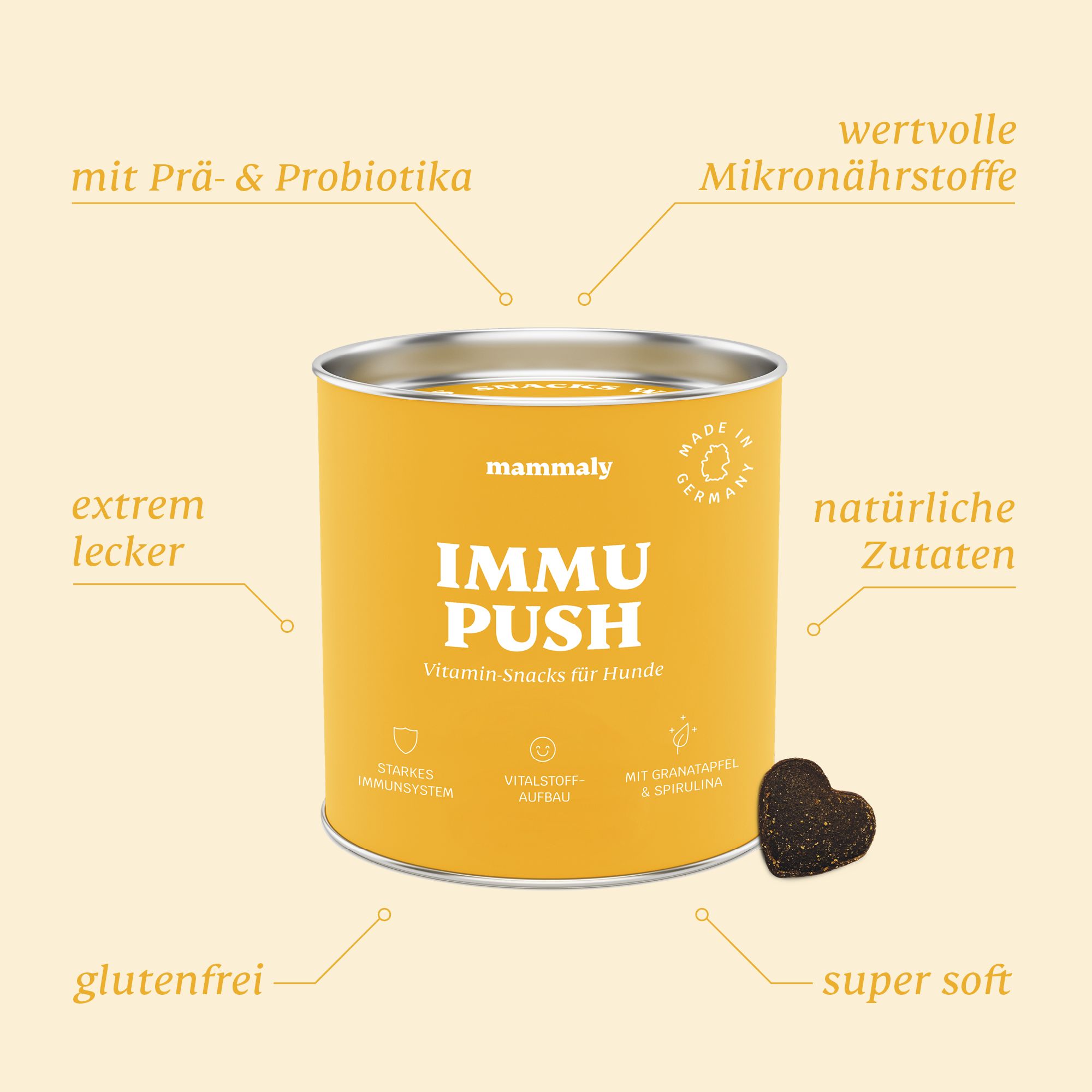 mammaly Immu Push Snack, Nahrungsergänzungsmittel Hund, Vitamine für Hunde, mit Vitamin b Komplex