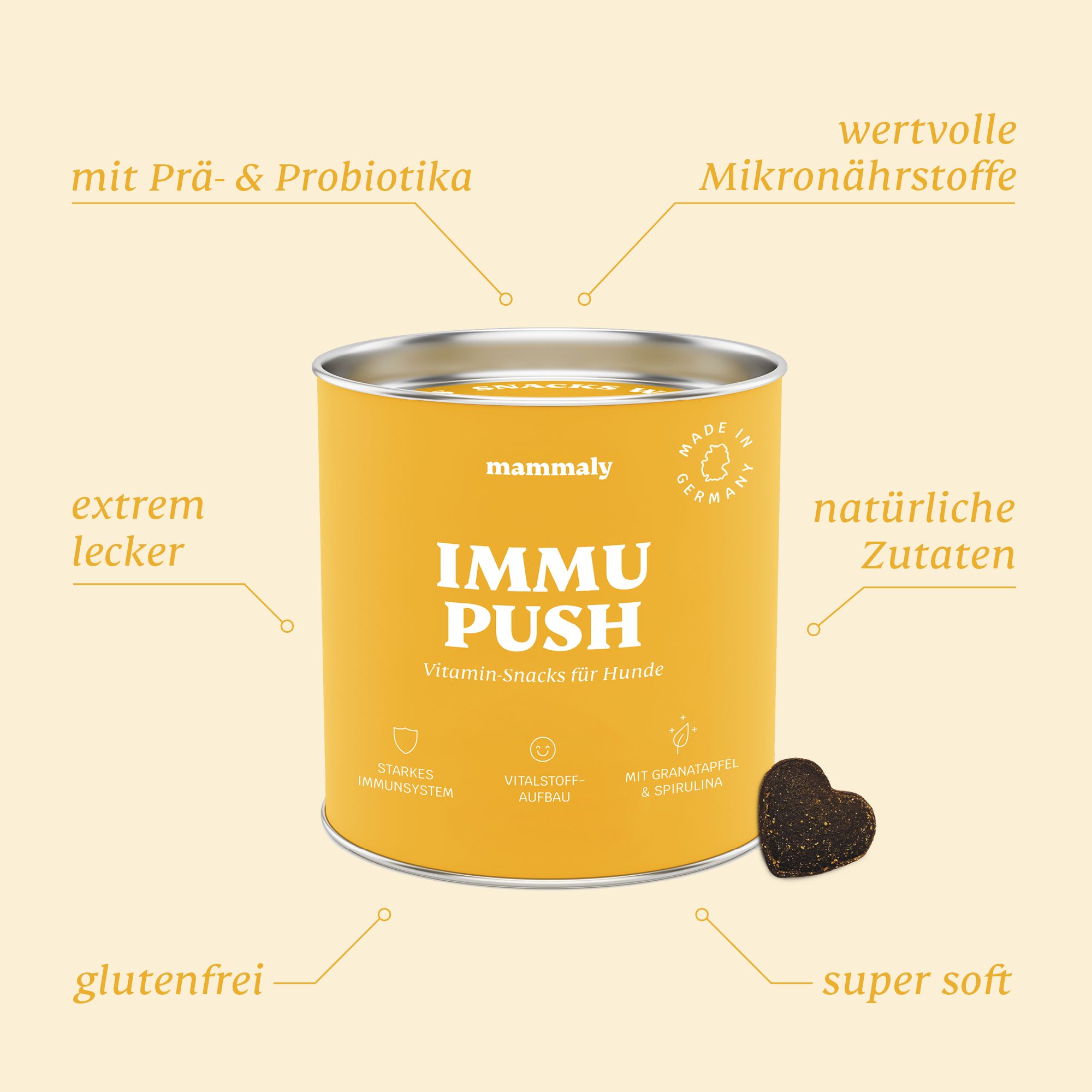 Mammaly Immu Push Snack, Nahrungsergänzungsmittel Hund, Vitamine Für ...