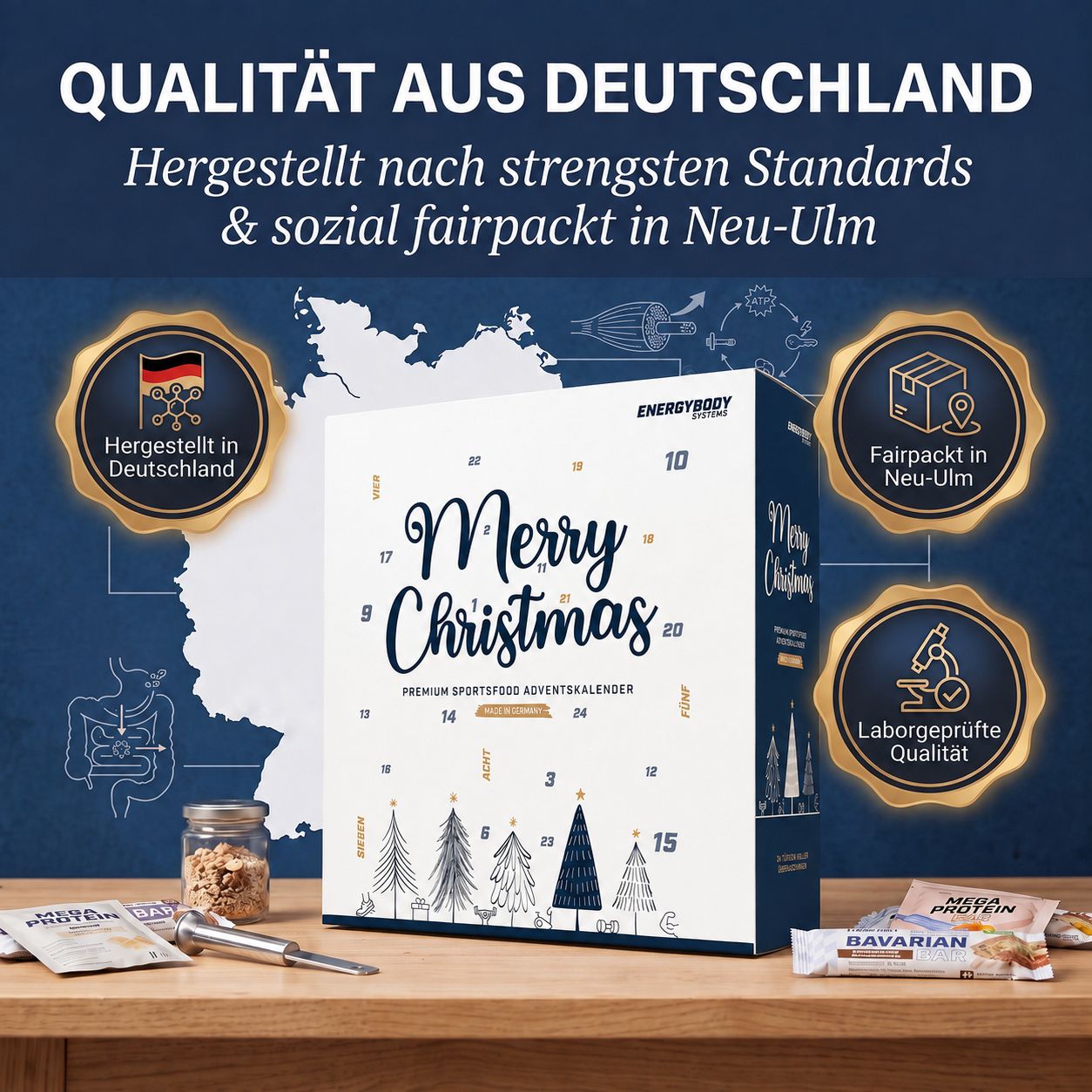 Adventskalender: Hergestellt in Deutschland, sozial fair verpackt, laborgeprüfte Qualität.