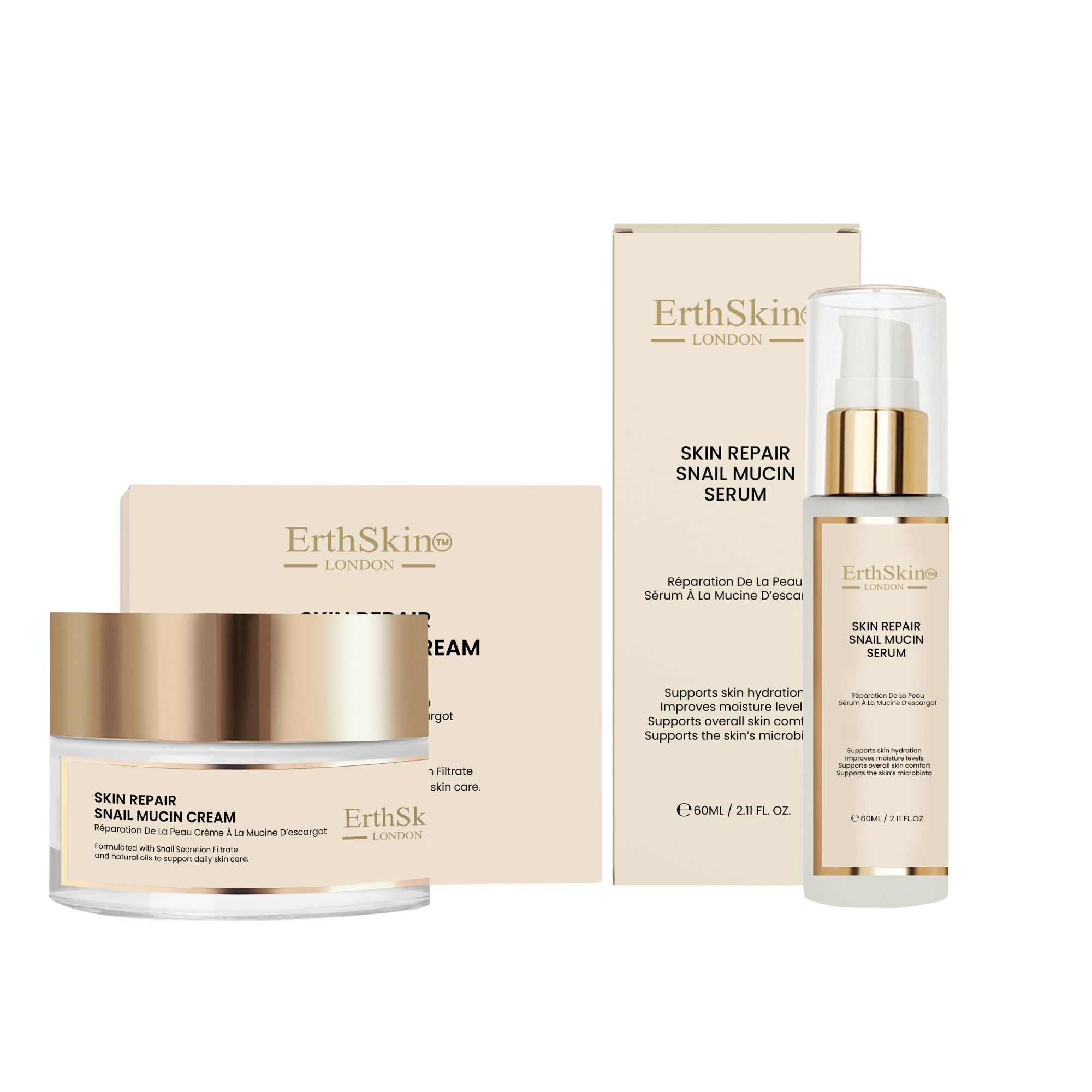 ErthSkin London Hautregenerationscreme mit Schneckenextrakt + Schneckenserum 110 ml
