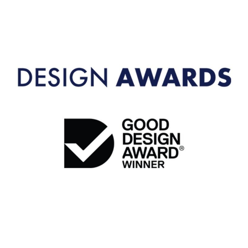 Text: DESIGN AWARDS. Logo: Good Design Award Winner.