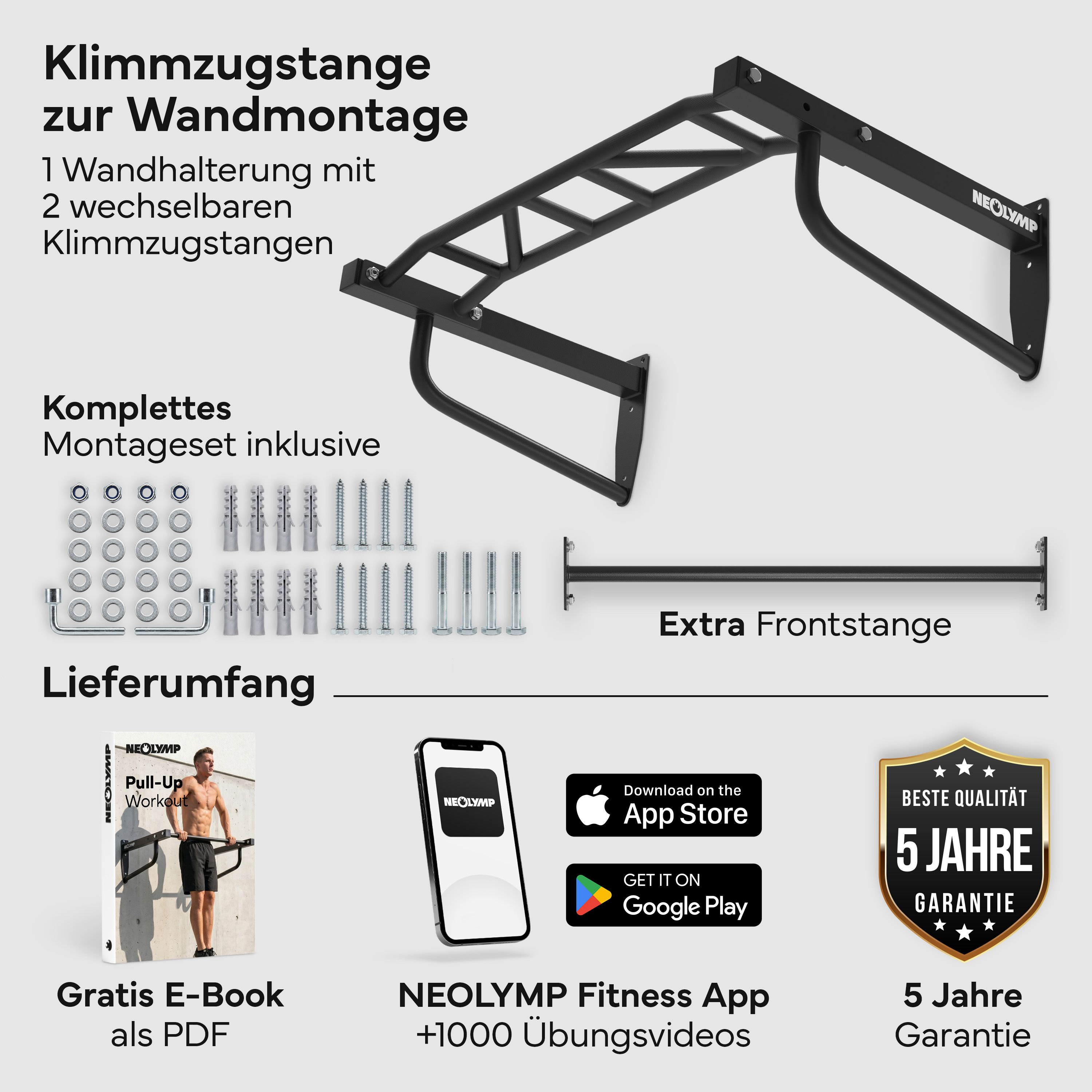 NEOLYMP Klimmzugstange für die Wandmontage