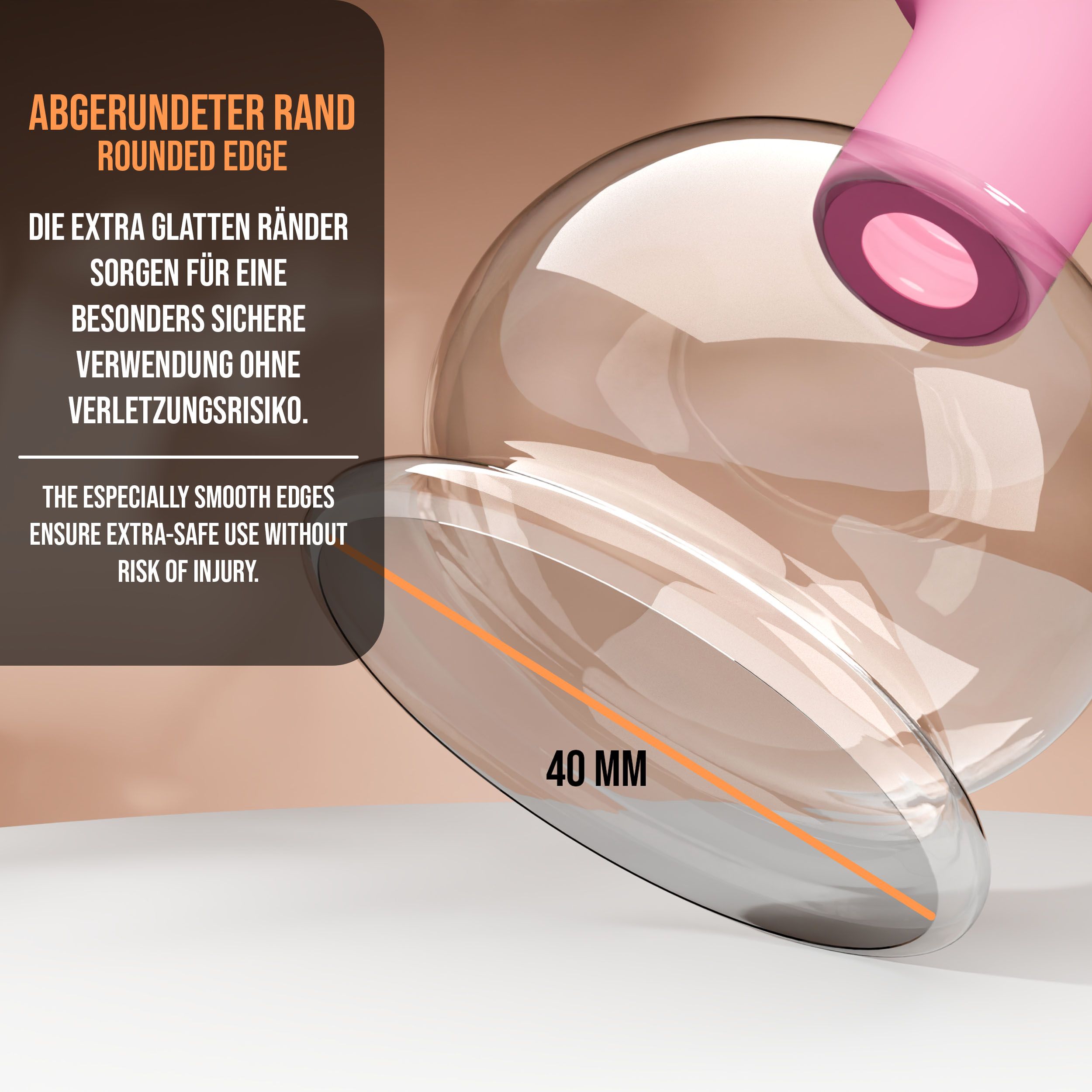 Pulox Schröpfglas aus Echtglas mit Saugball - 40mm in Pink