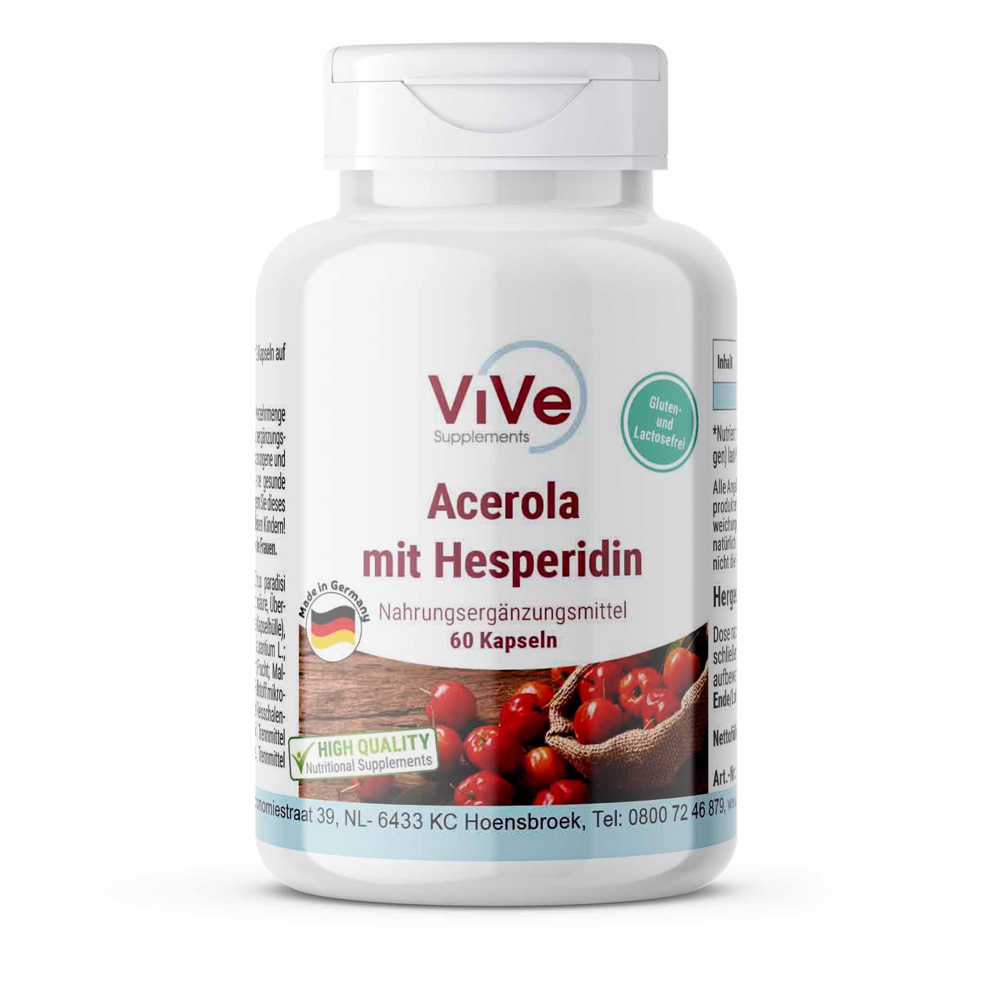 Vive Supplements | Acerola mit Hesperidin - Schluckfreundlich 60 St