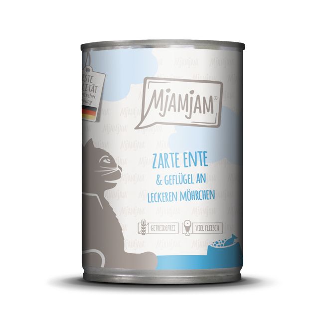 MjAMjAM - zarte Ente & Geflügel an leckeren Möhrchen 400 g Futter