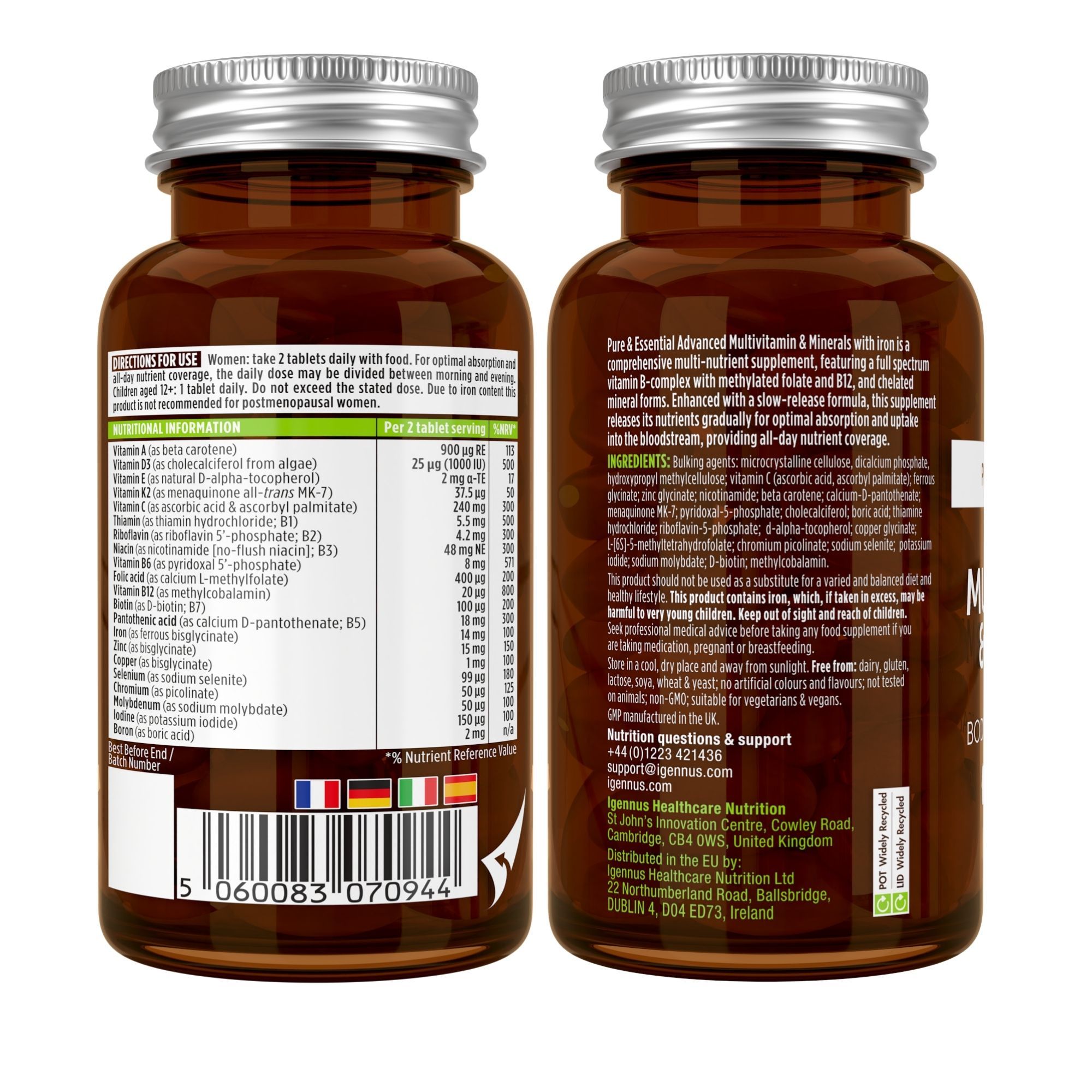 Igennus Hochdosiertes Methyliertes Multivitamin für Frauen, 60 Tabletten