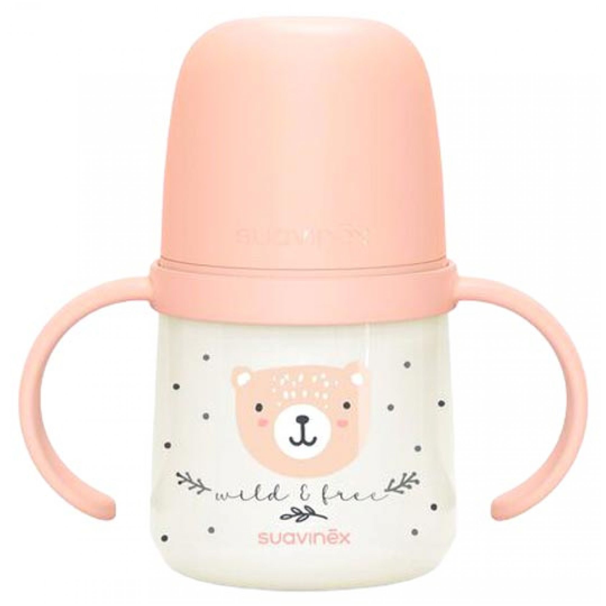 Suavinex Night & Day Babyflasche mit Henkel und Weichem Trinkschnabel 6 Monate älter ( Rosa) 7,3x12,5x13,5 cm
