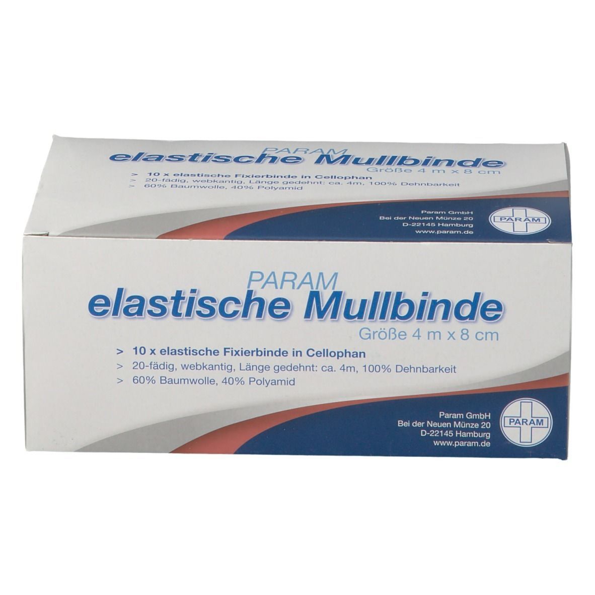 PARAM Elastische Mullbinden in Cellophan 4 m x 8 cm