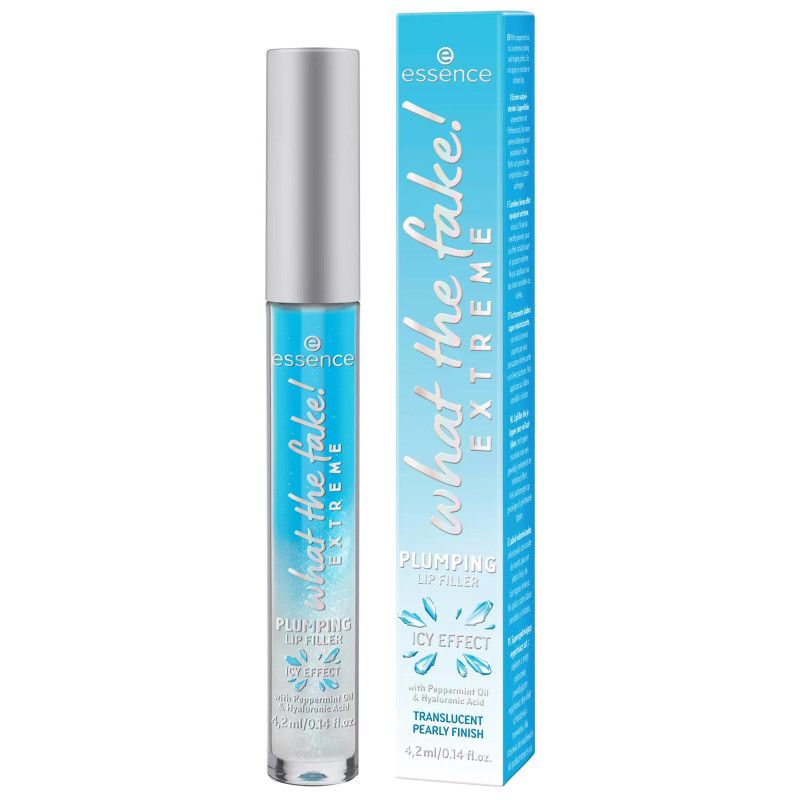 Essence What The Fake! Extreme Plumping Lip Filler in durchsichtiger Verpackung mit blauer Beschriftung.