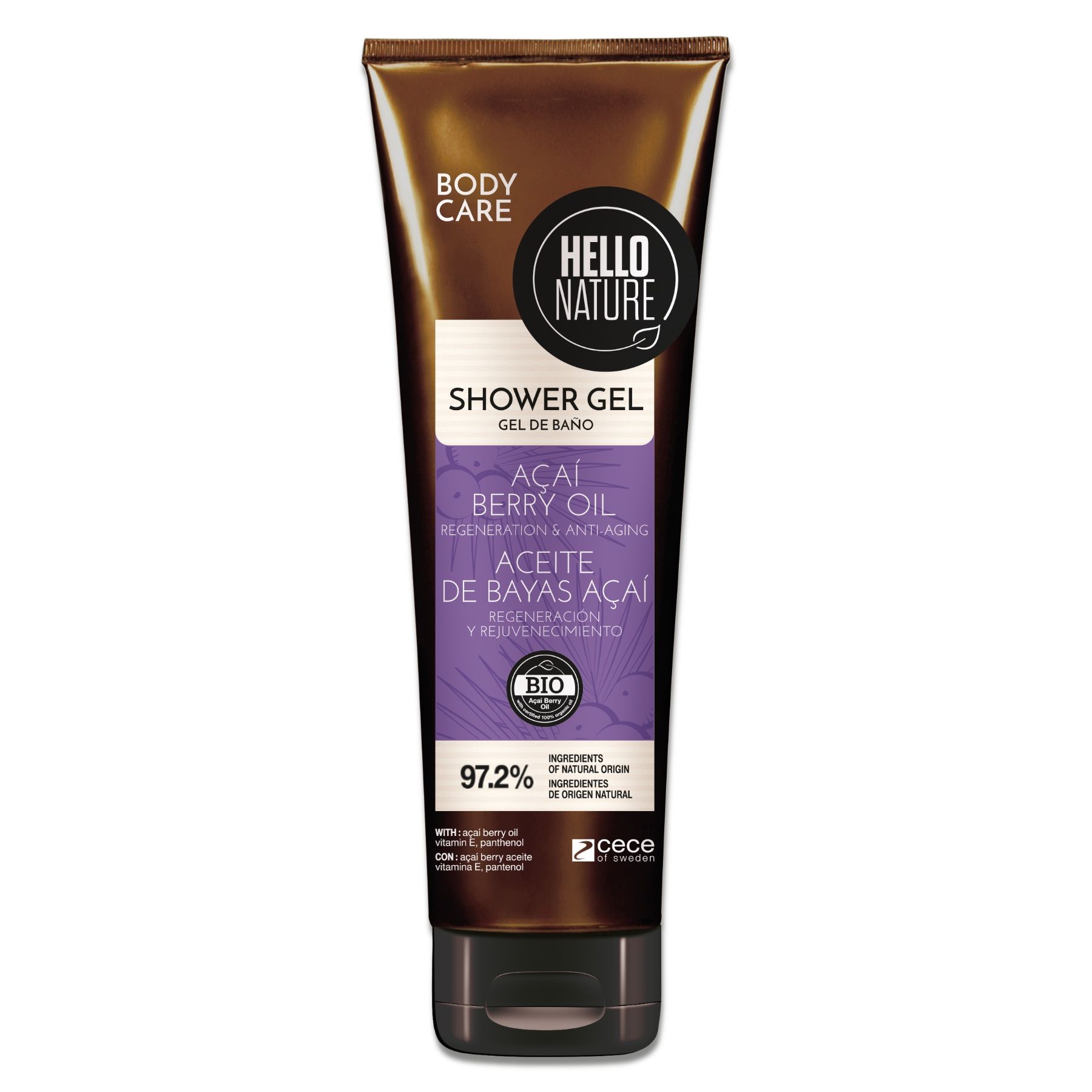 Hello Nature Duschgel Herren Damen mit Acai-Beeren für die Körperpflege 1x250 ml