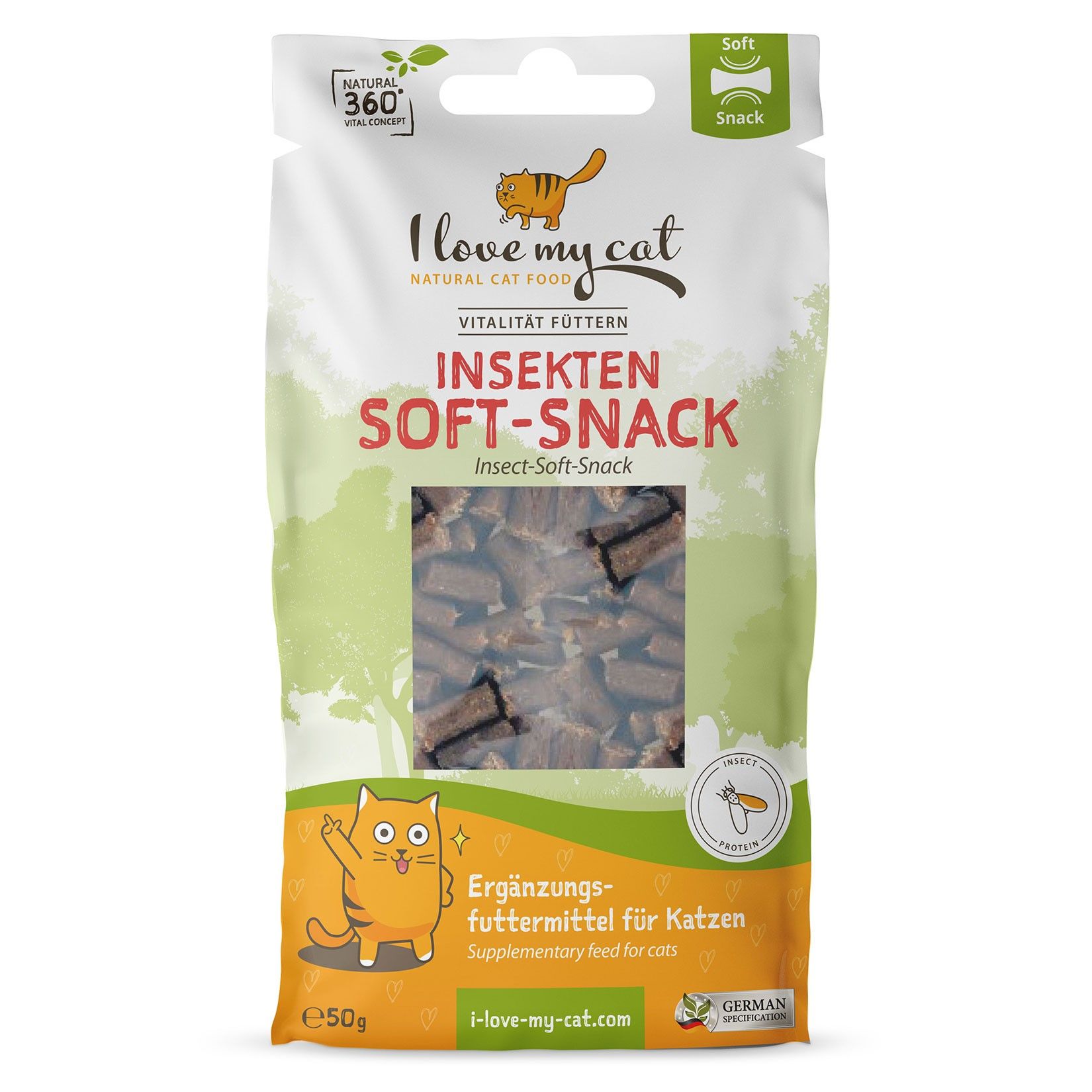 I love my cat Sparset für Bengalkatze Nassfutter und Soft-Snacks mit Insekten NEM und Pflege