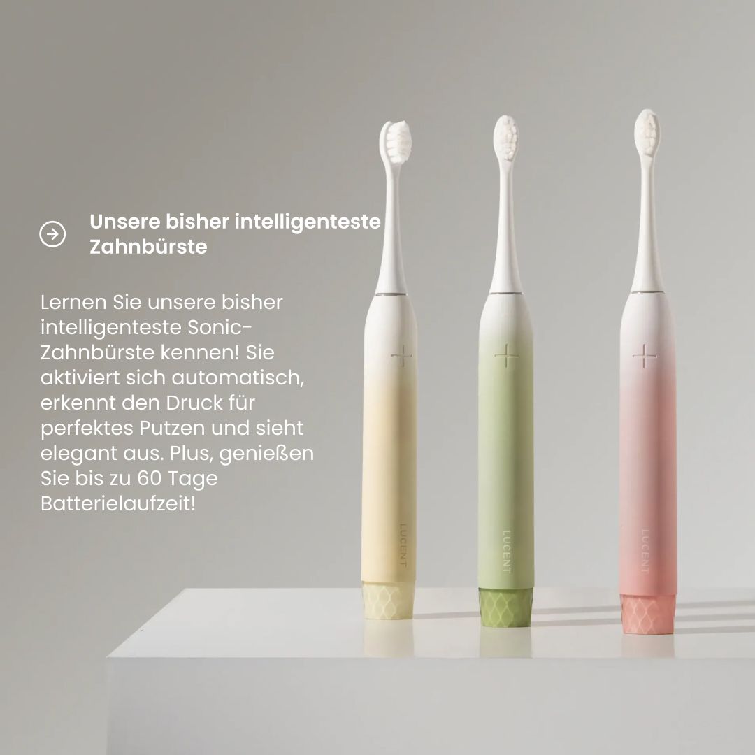 Nahaufnahme von drei Be Lucent Prism Sonic Elektrischen Zahnbürsten.