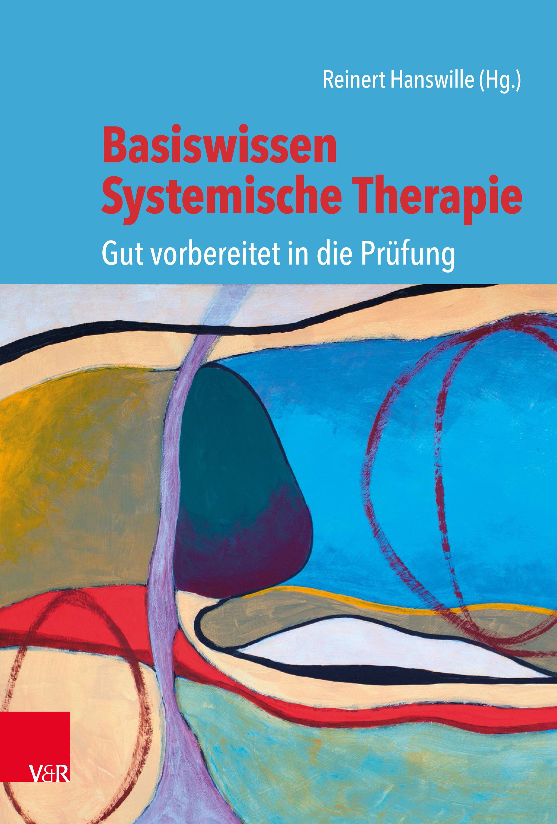Buchcover: Titel 'Basiswissen Systemische Therapie'. Autor: Reinert Hanswille (Hg.). V&R-Verlag. Abstrakte Illustration.
