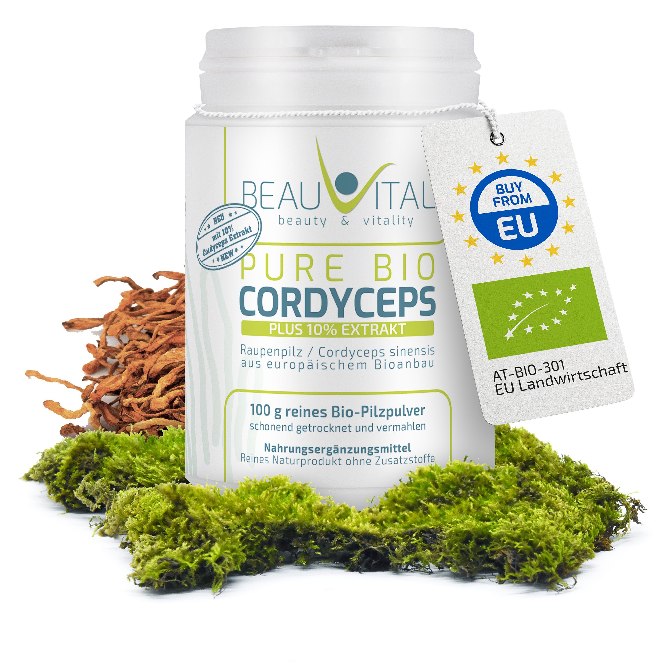 BEAUVITAL® Pure Bio Cordyceps Pulver mit 10% Cordyceps sinensis Extrakt