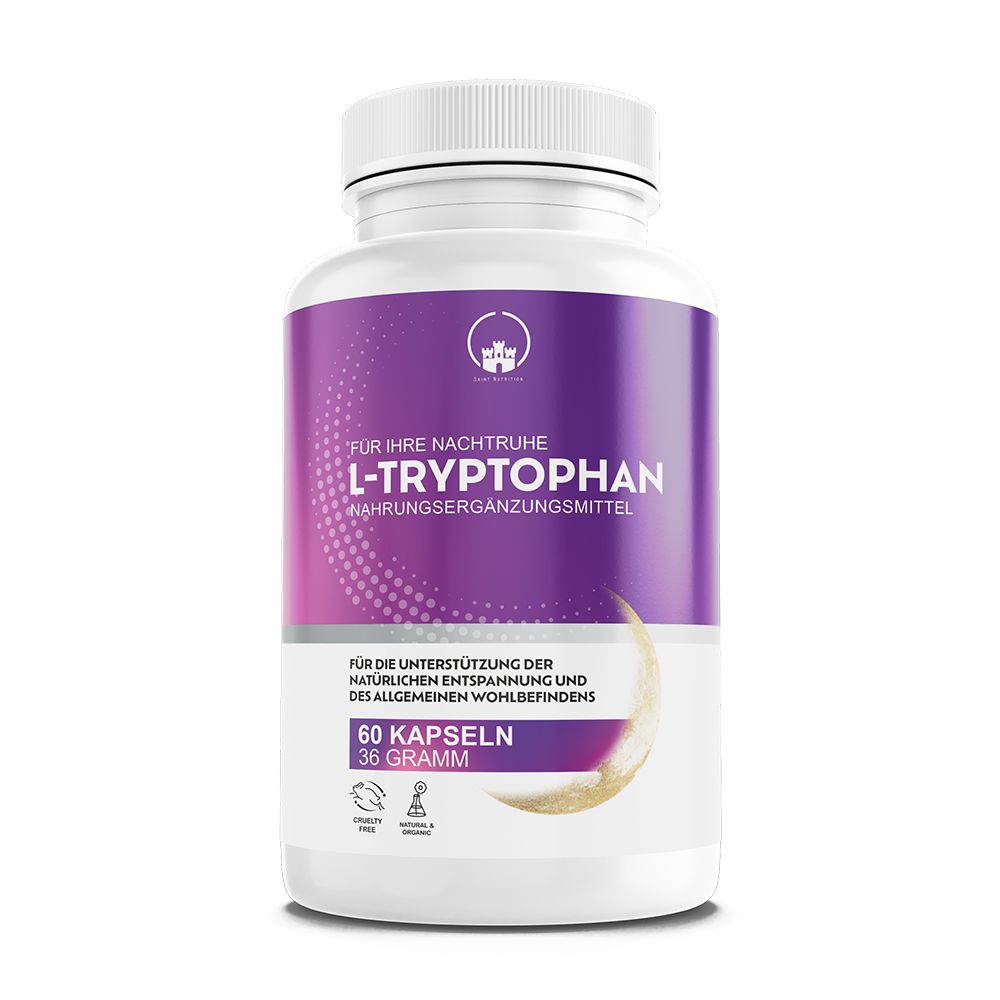Saint Nutrition® | L-Tryptopphan Kapseln 1000mg Hochdosiert - Förderung von Entspannung und Schlaf 1 St