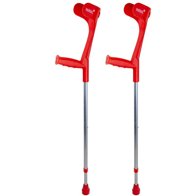 Krücken Paar Rot Klassiker 140 Kg von Ossenberg mit Ergo Softgriff Gehhilfe pulox-Design