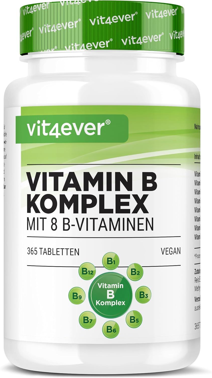 vit4ever Vitamin B Komplex - 8 B-Vitamine - 365 Tabletten