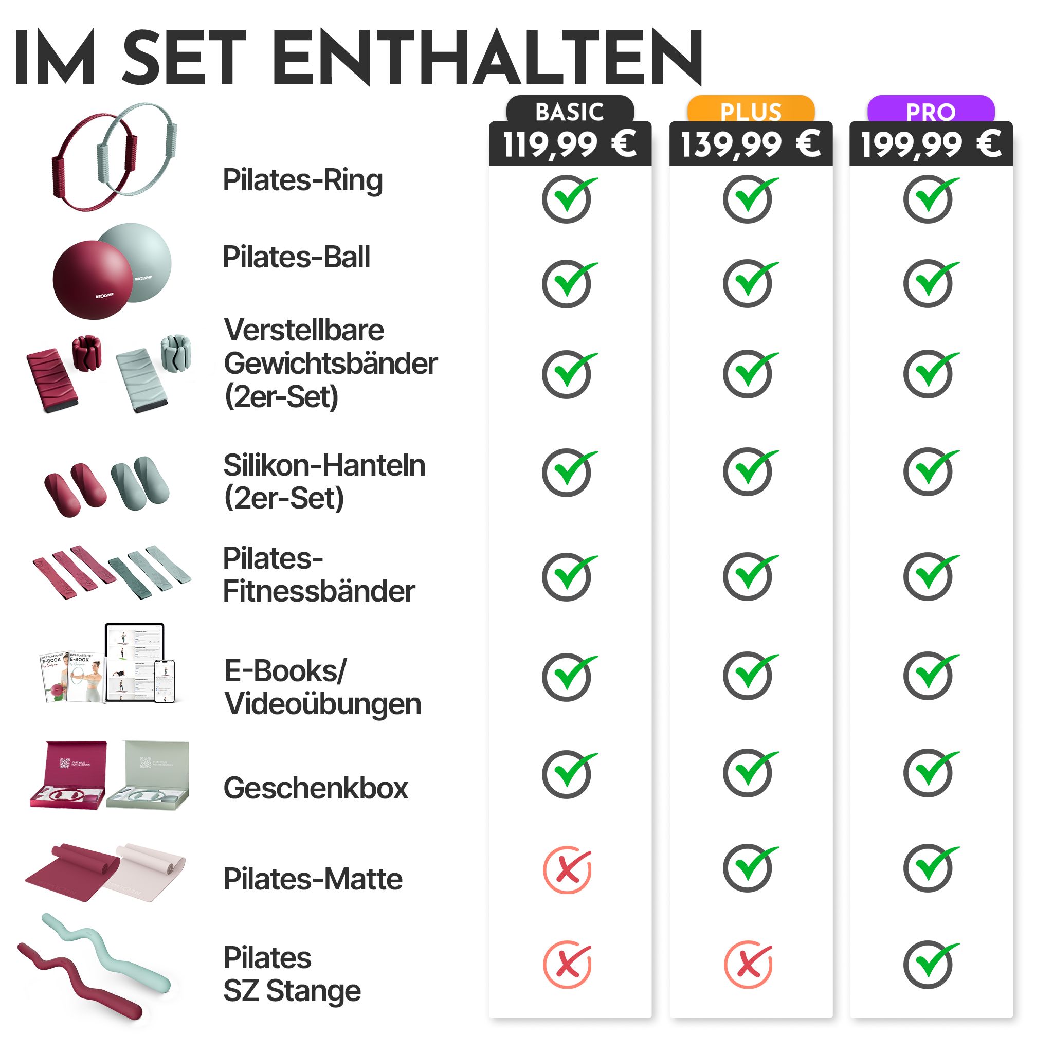 NEOLYMP Pilates Set mit Pilates Matte und SZ Stange