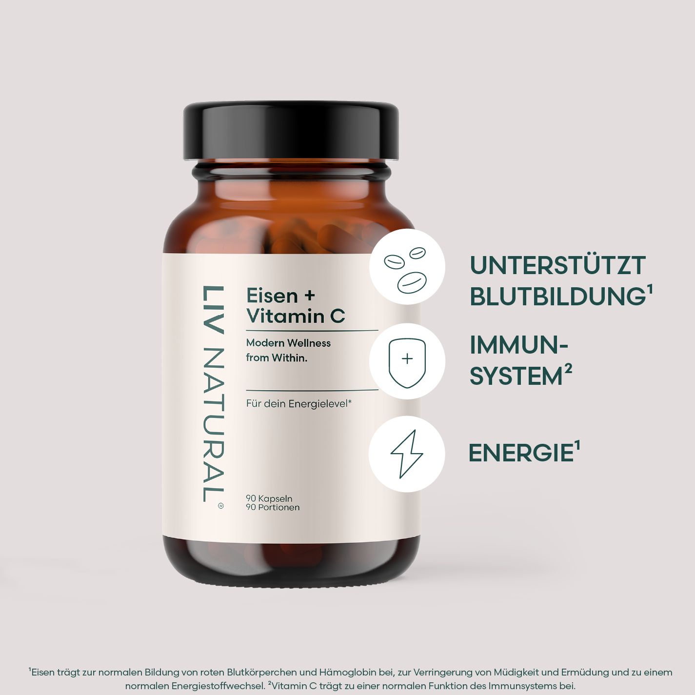 LIV Eisen + Vitamin C für Frauen | Energie, Fokus & hormonelle Balance