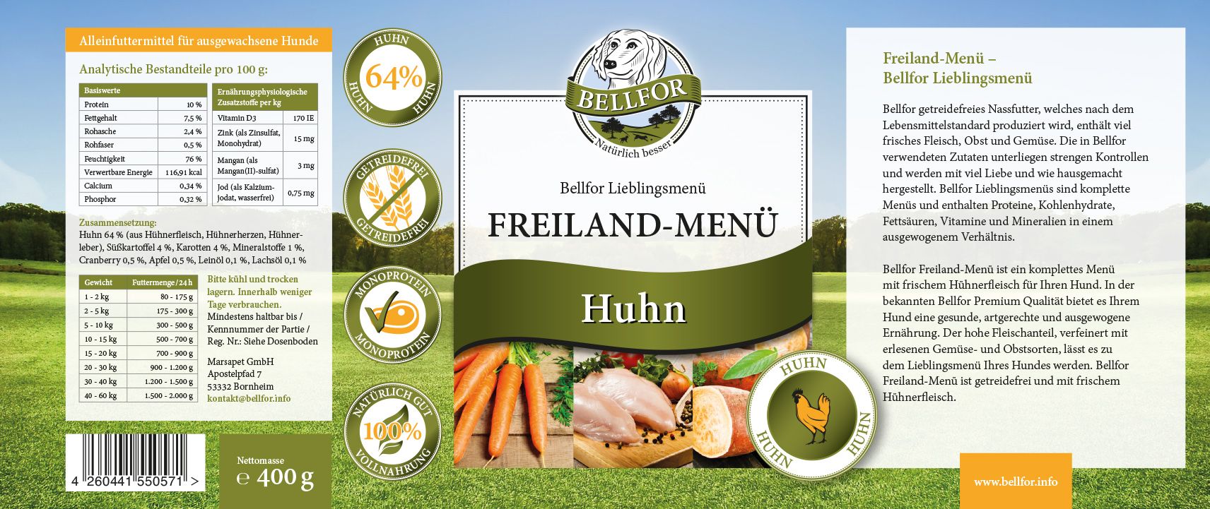 Bellfor Nassfutter Mix: Huhn, Lamm, Insekten