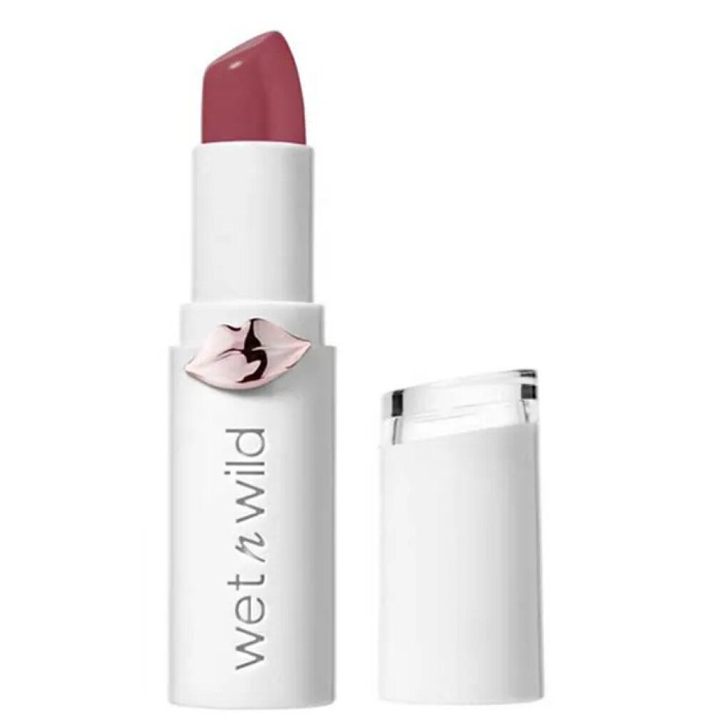 Lippenstift, weißer Stift mit rosa Lippen-Design. Rosa Lippenstiftspitze. Marke: Wet n Wild.