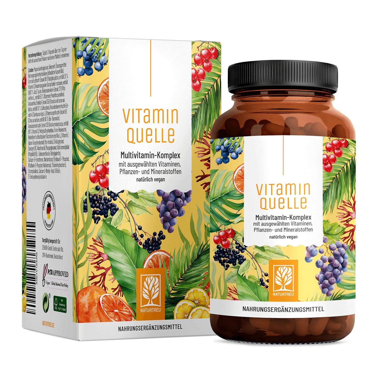 Multivitamin-Komplex mit Vitaminen, Pflanzen- und Mineralstoffen - Vitaminquelle - NATURTREU®