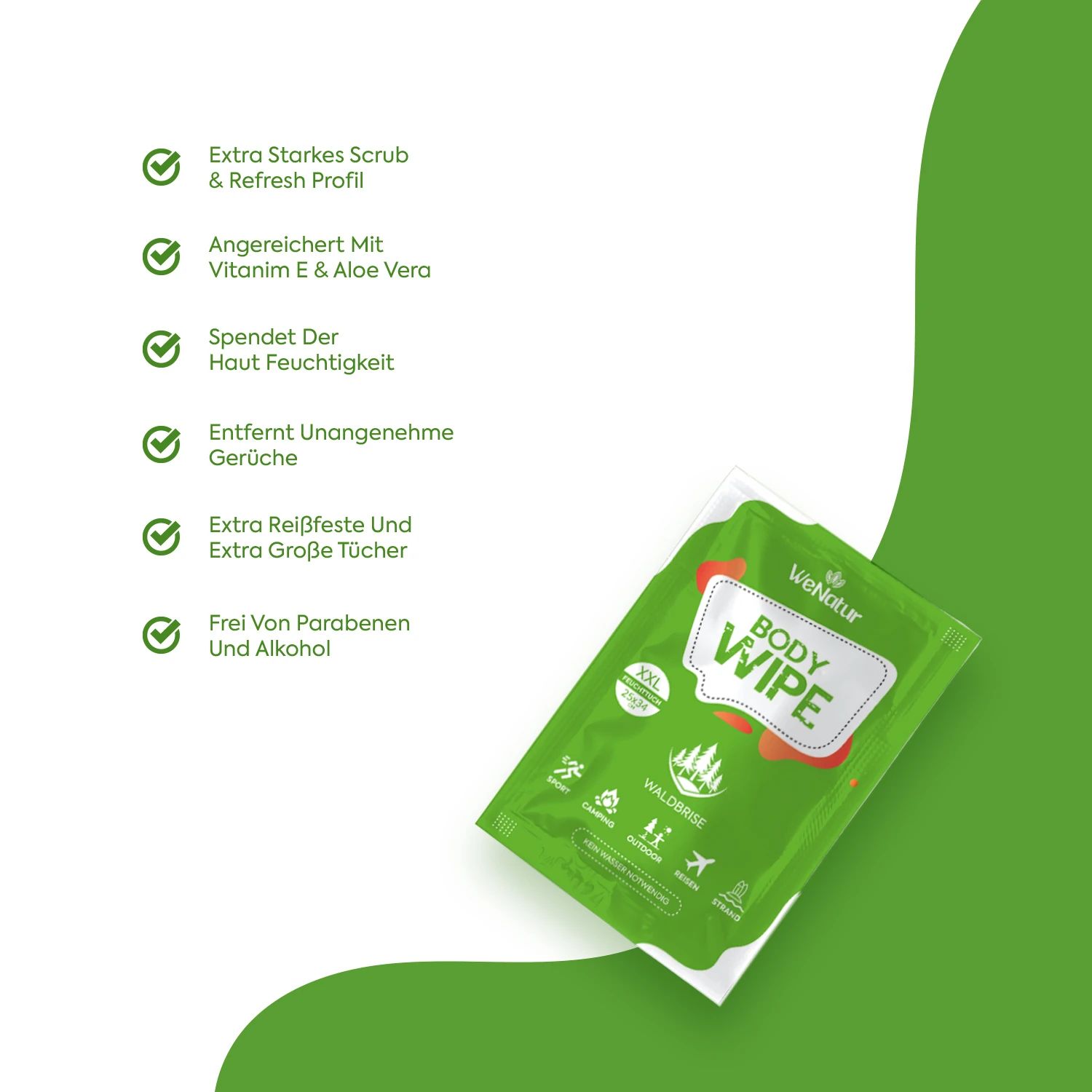 We Natur Body Wipe - Waldbrise (XXL Feuchttücher)