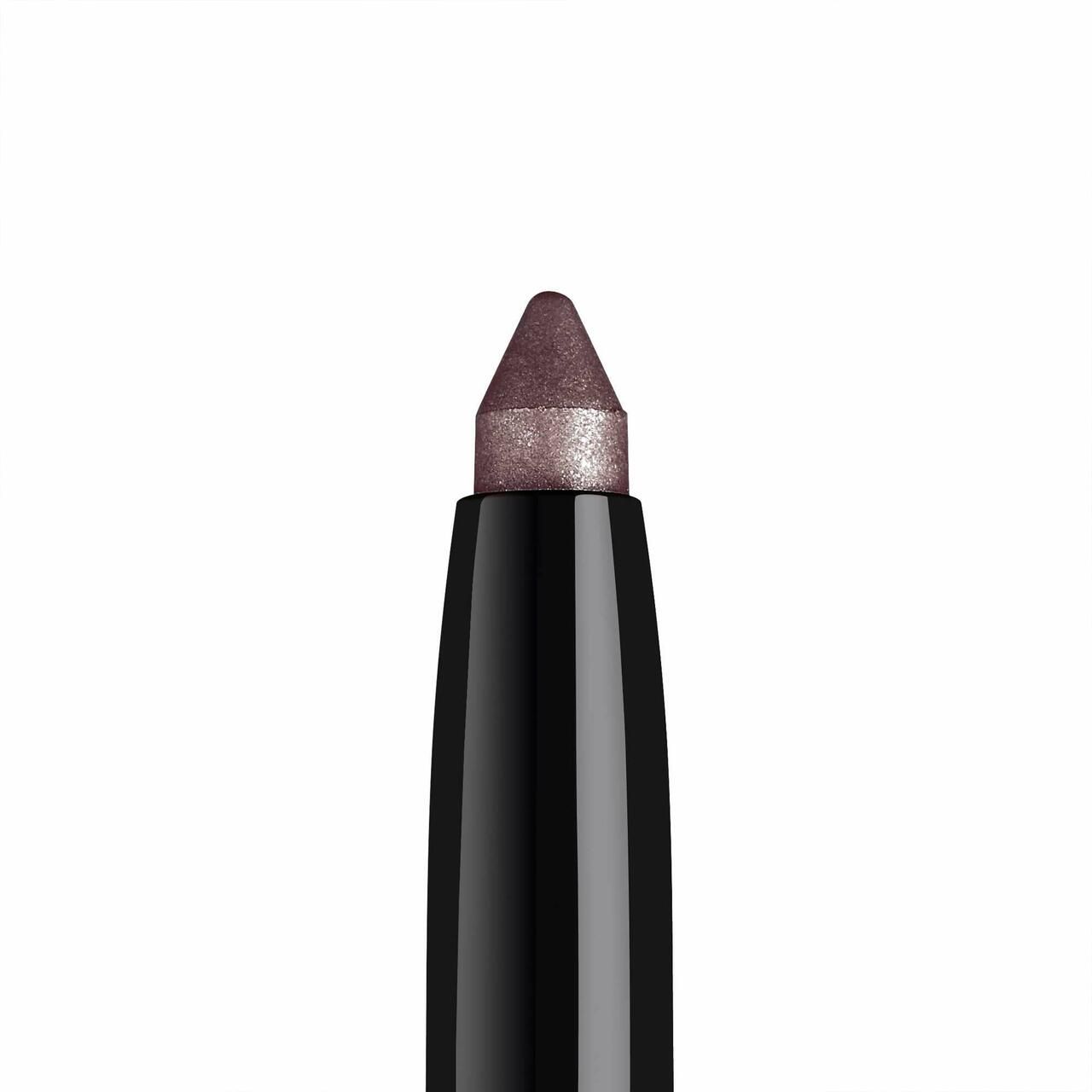 Nahaufnahme des Artdeco High Performance Eyeshadow Stylo. Brauner Lidschattenstift mit spitzer Spitze. Schwarzer Stift.