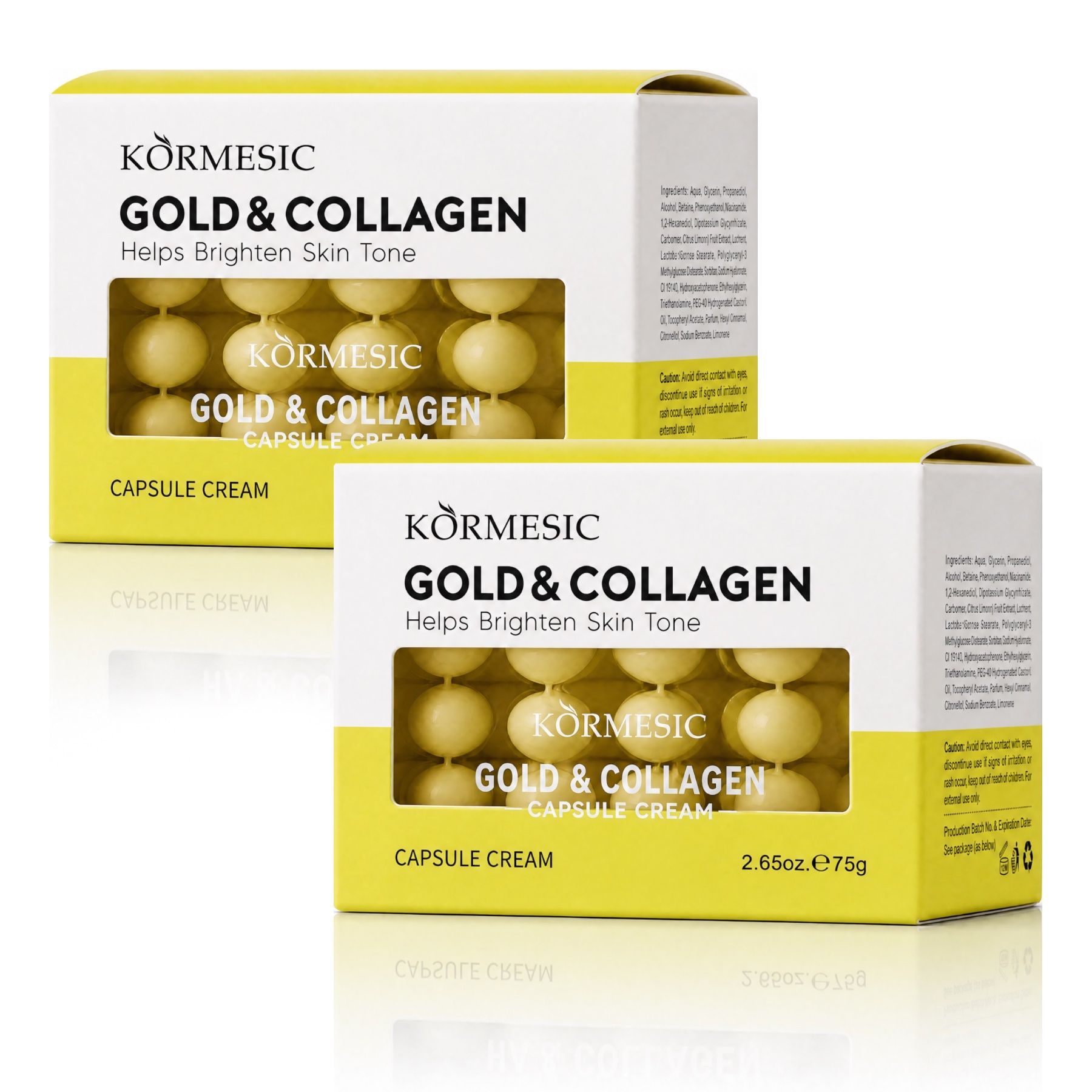 Crema viso in capsule KORMESIC al collagene e oro – Luminosità radiosa