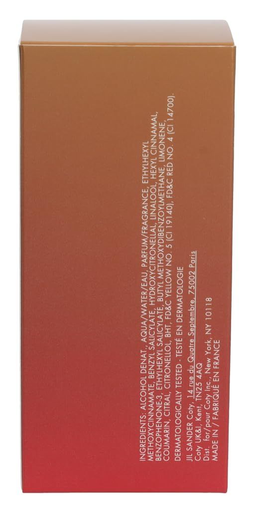 Rückseite der Schachtel mit Inhaltsangaben und Herstellerinformationen. Farbverlauf von hell nach dunkelrot.