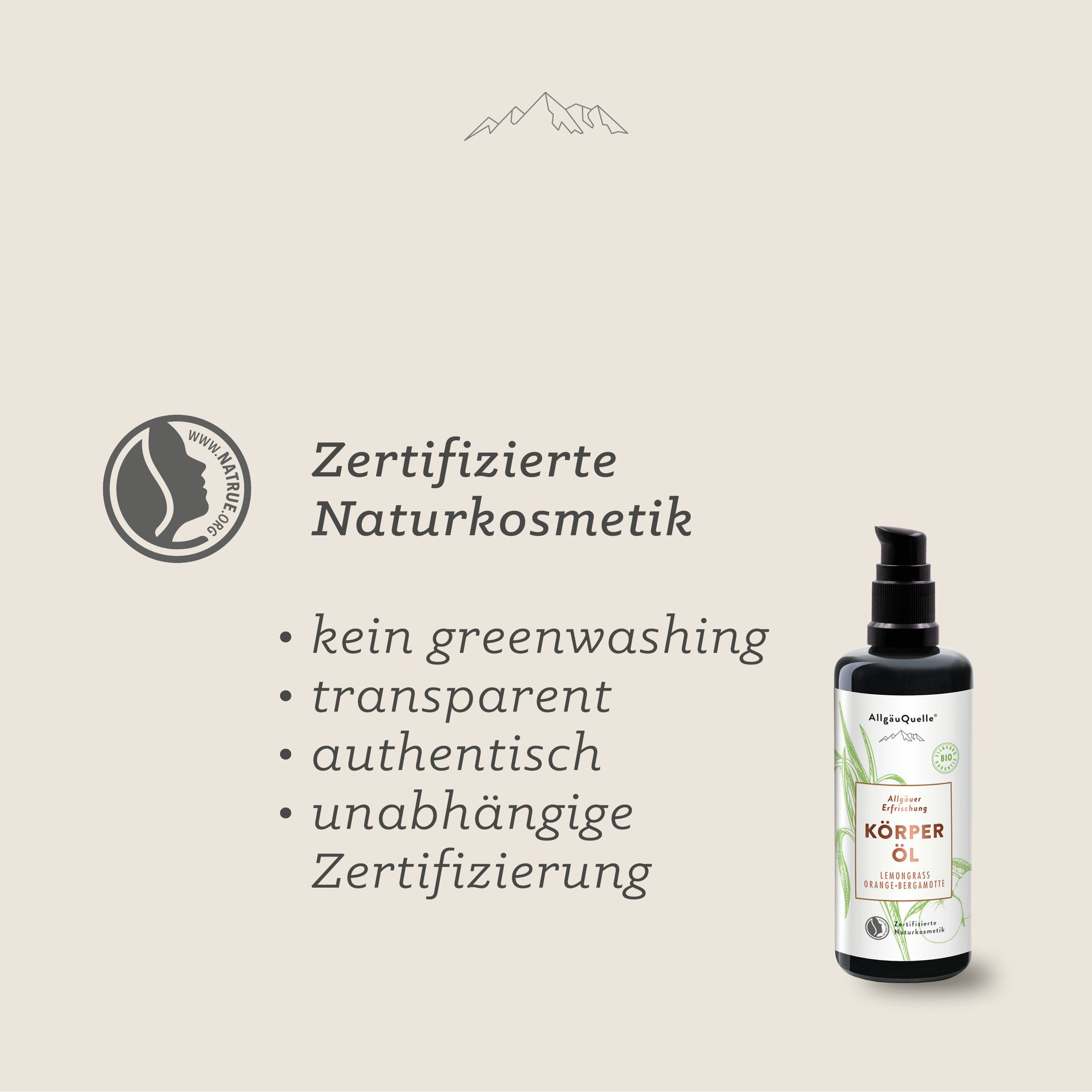 Allgäuquelle Bio Körperöl Bodylotion Lemongrass Jojoba, Avocado Allgäuer Erfrischung