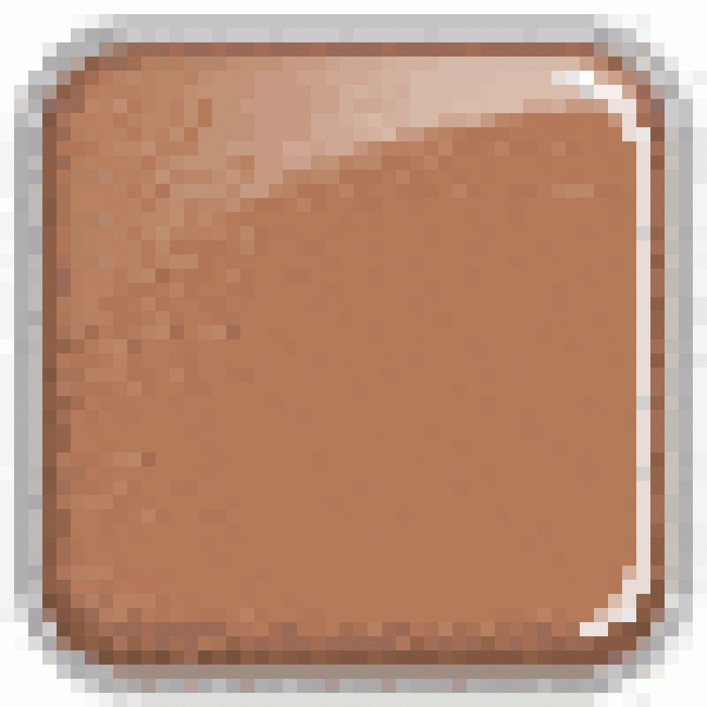 Quadratische Make-up-Probe. Farbton True Dark Sand. Glänzende Oberfläche. Abgerundete Ecken.