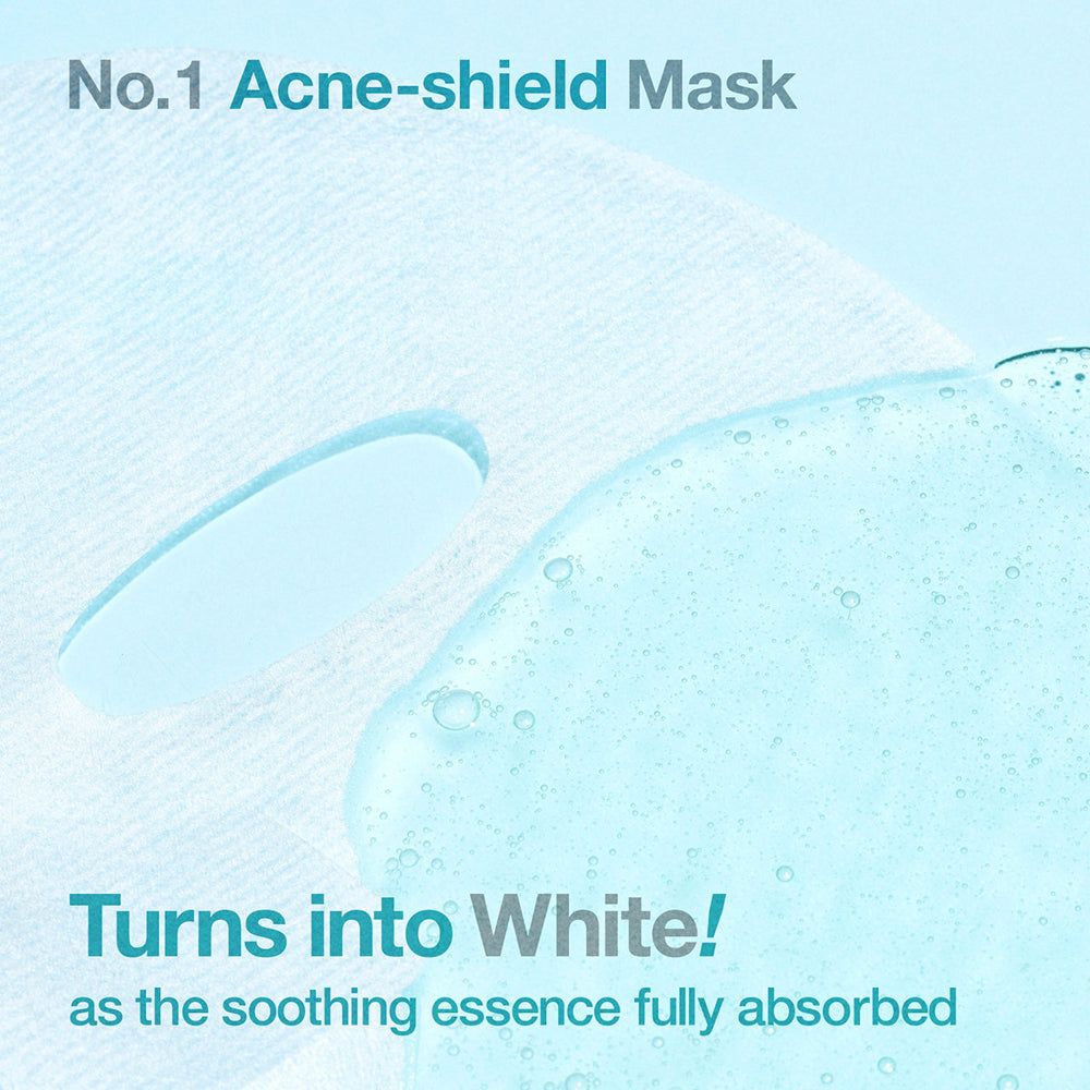 Acne-Schutzmaske mit beruhigender Essenz, die weiß wird, wenn sie vollständig eingezogen ist.