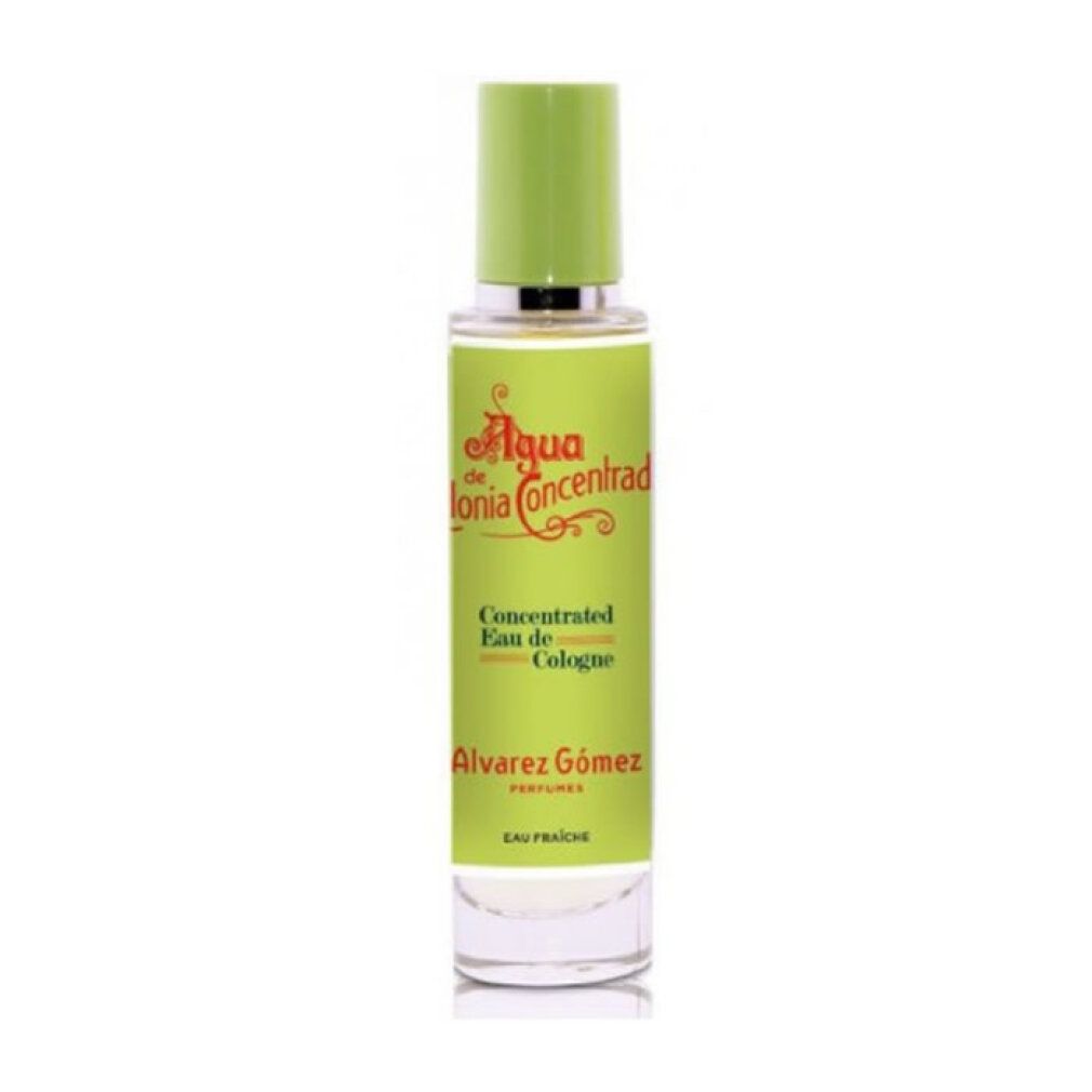 Alvarez Gómez Eau de Cologne Flakon mit grünem Sprühkopf und Etikett.
