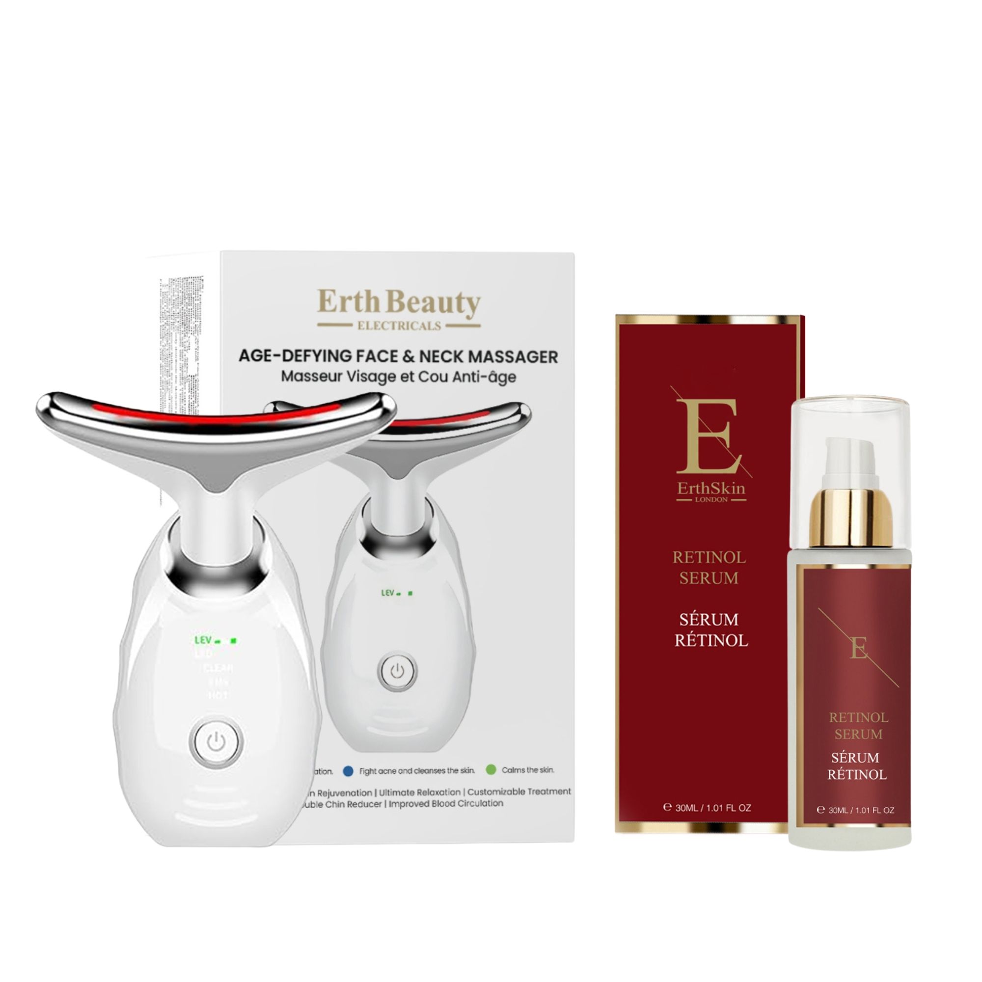 ErthSkin London Massaggiatore Viso Collo Duo Retinolo