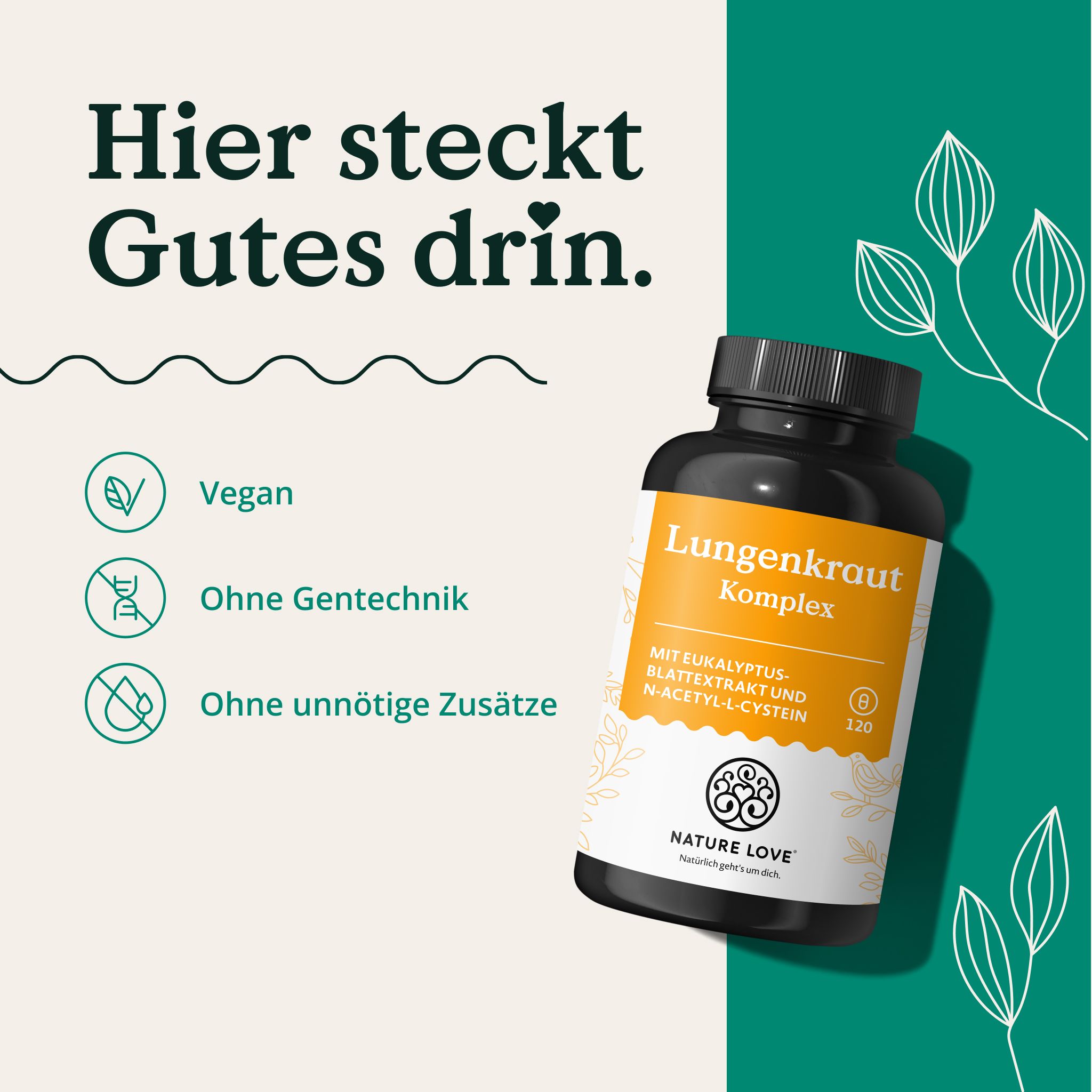 NATURE LOVE Lungenkraut Komplex: Vegan, ohne Gentechnik, ohne Zusätze.
