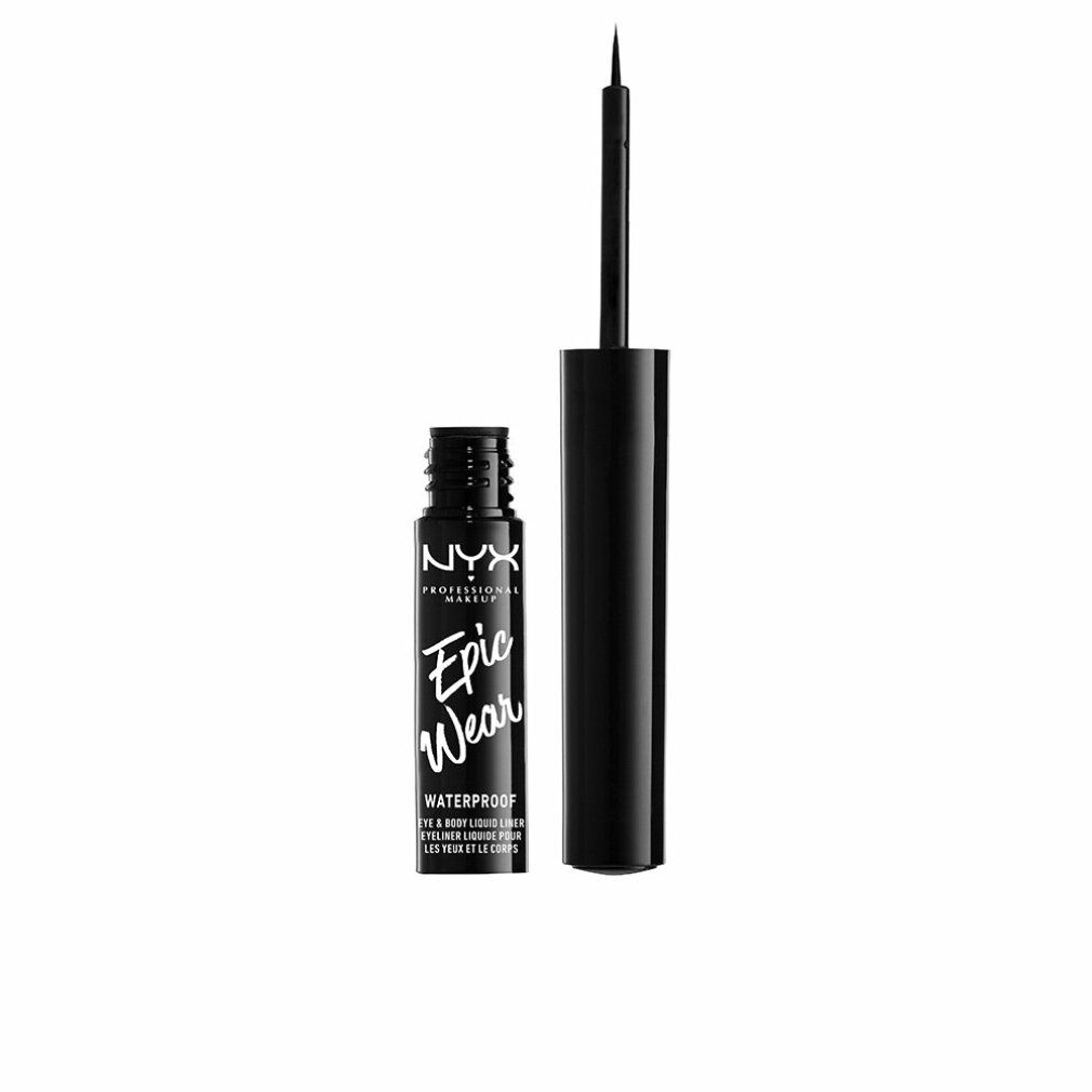 NYX Epic Wear Liquid Liner in Schwarz. Schwarzer Applikator und Fläschchen mit Aufschrift.